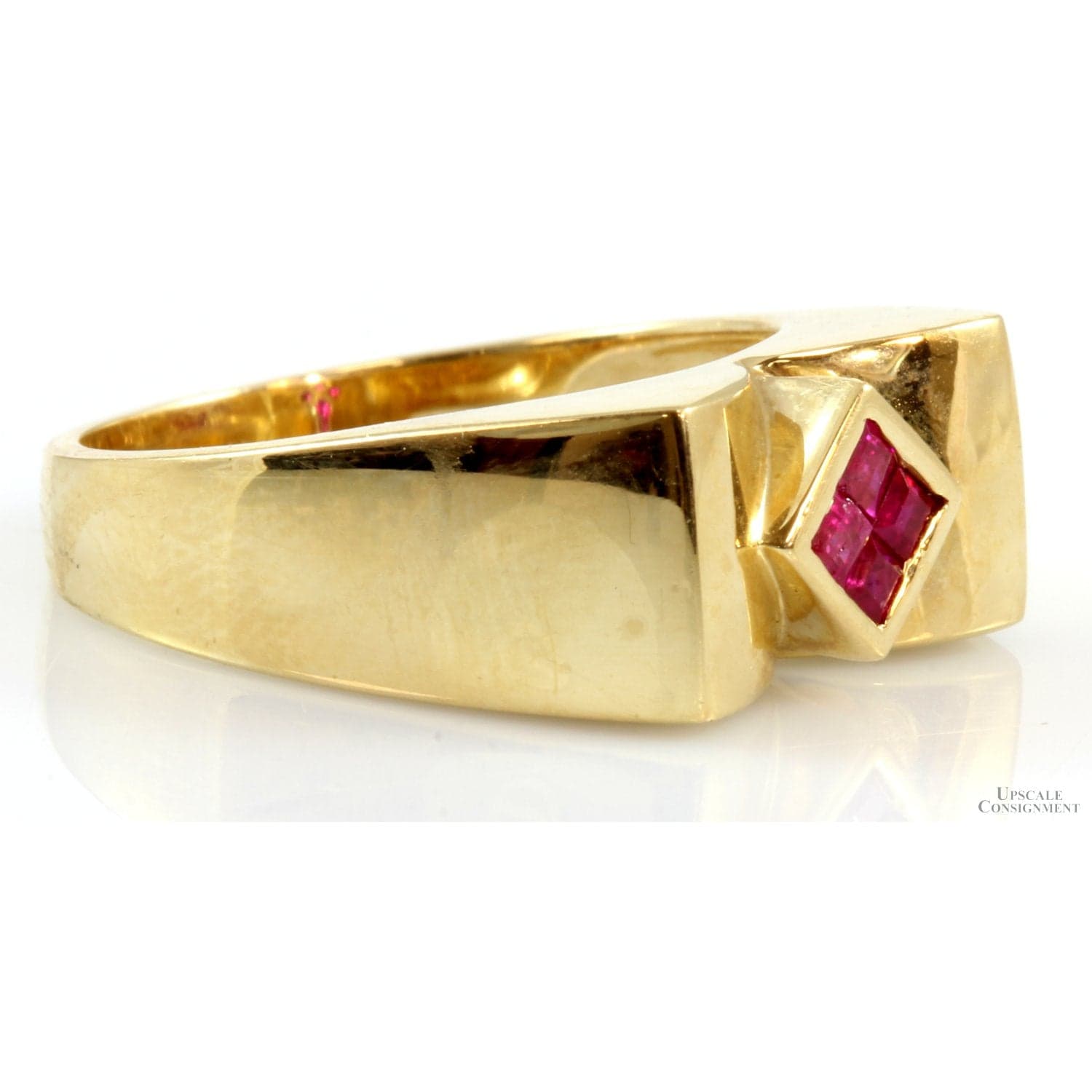 .28ctw Natural Ruby 14K Yellow Gold Unisex - Men's Pinky Ring - Size 7.25 - Thumbnail 3