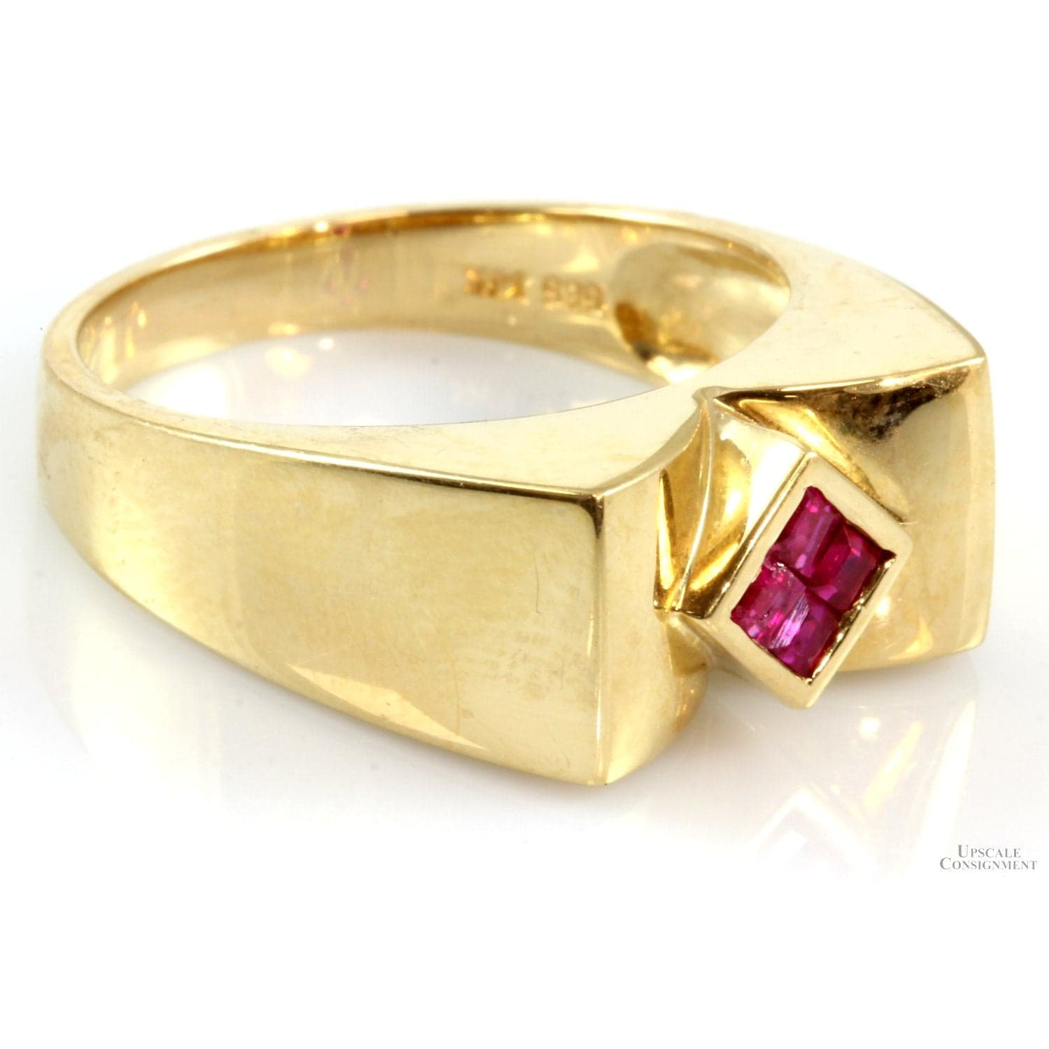 .28ctw Natural Ruby 14K Yellow Gold Unisex - Men's Pinky Ring - Size 7.25 - Thumbnail 2
