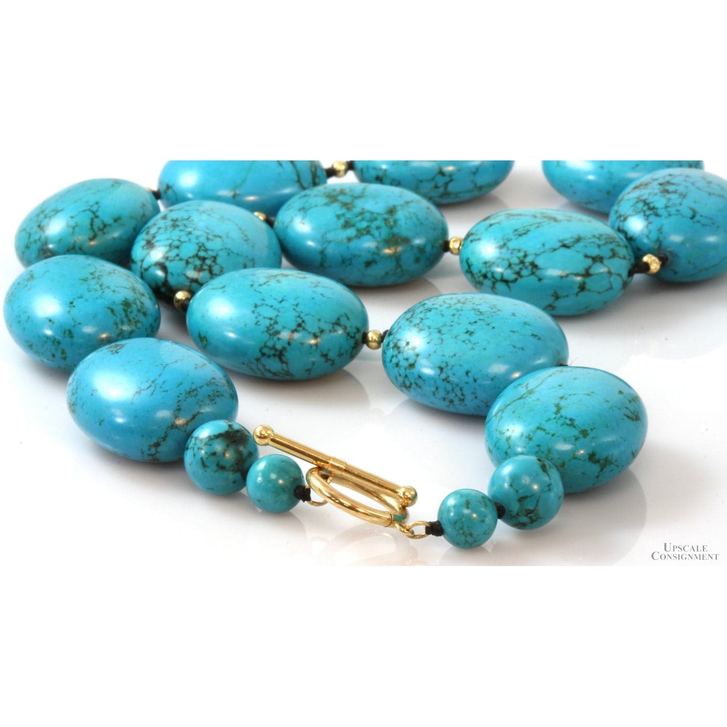 Turquoise Simulant Strand Natural Matrix 14K Bead Spacers & Clasp - 19 in - Thumbnail 2