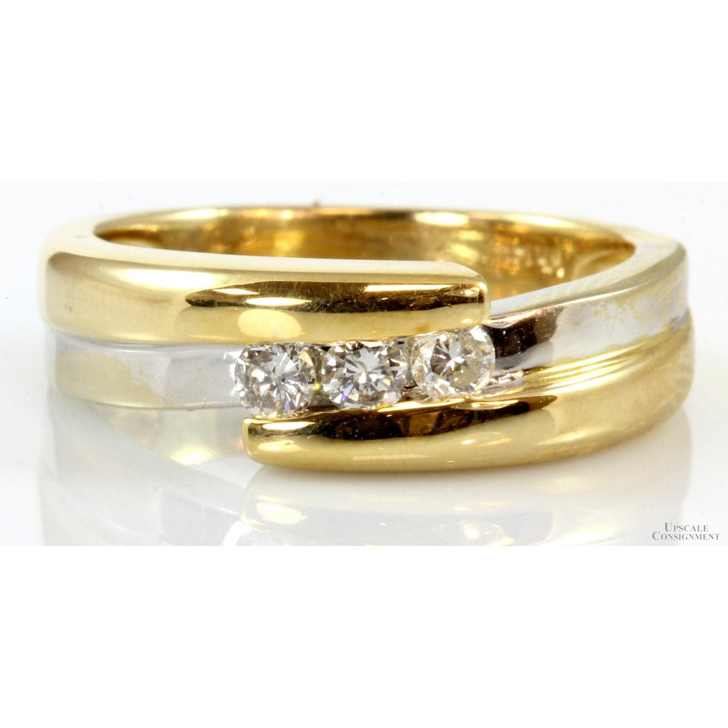 Two-Tone 3-Stone Diamond 14K Gold Ring – 0.31 CTW - Size 9.75 - Image 1