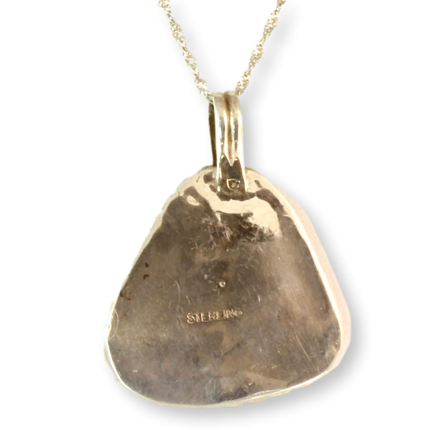 Vintage Opal Doublet Sterling Silver Pendant Necklace - 18 in - Thumbnail 3