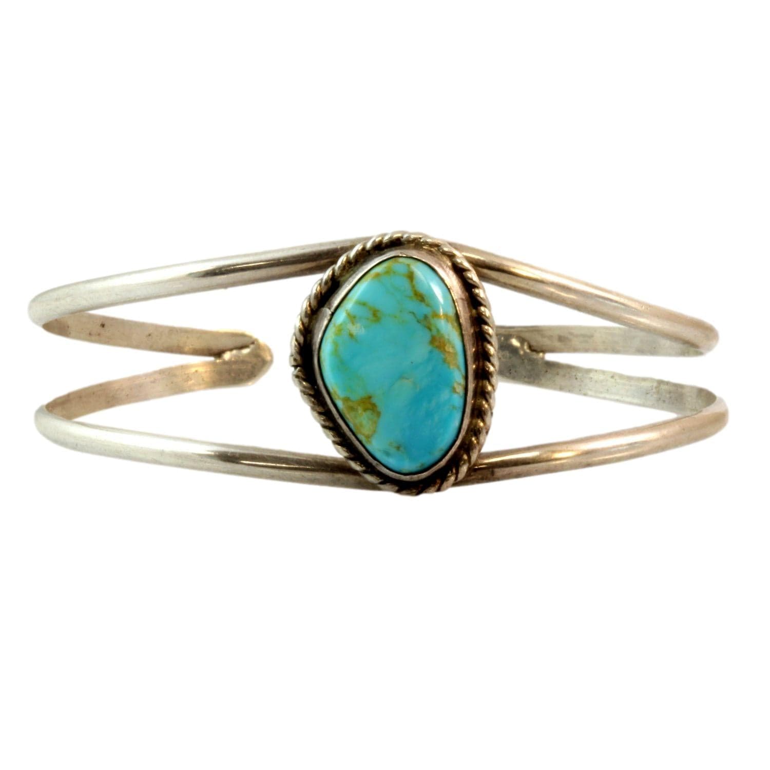 Vintage Child's Turquoise Sterling Silver Cuff Bracelet - Default Title / Size 5.75 - Image 1