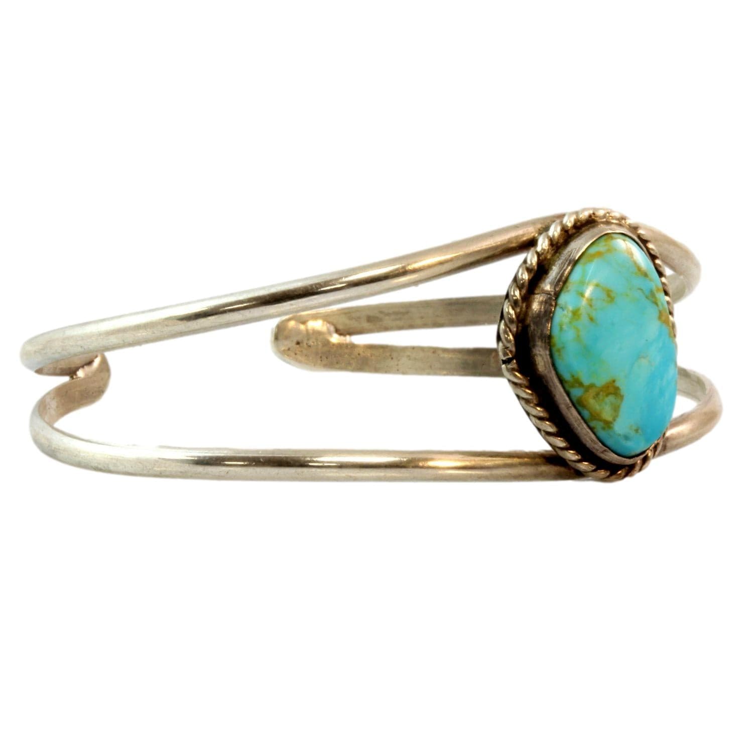 Vintage Child's Turquoise Sterling Silver Cuff Bracelet - Default Title / Size 5.75 - Thumbnail 2
