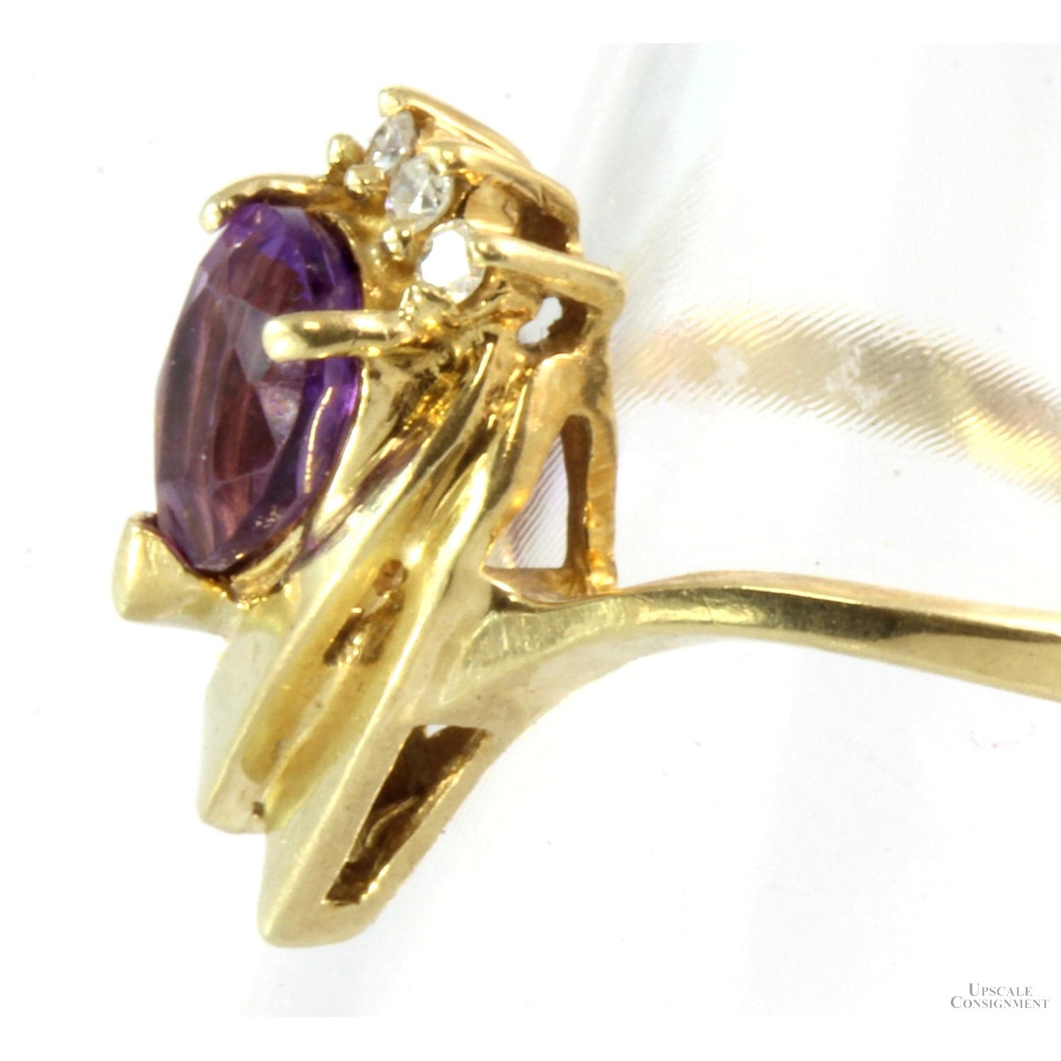 1.00ct Amethyst .06ctw Diamond 14K Yellow Gold Ring - Size 7 - Thumbnail 2