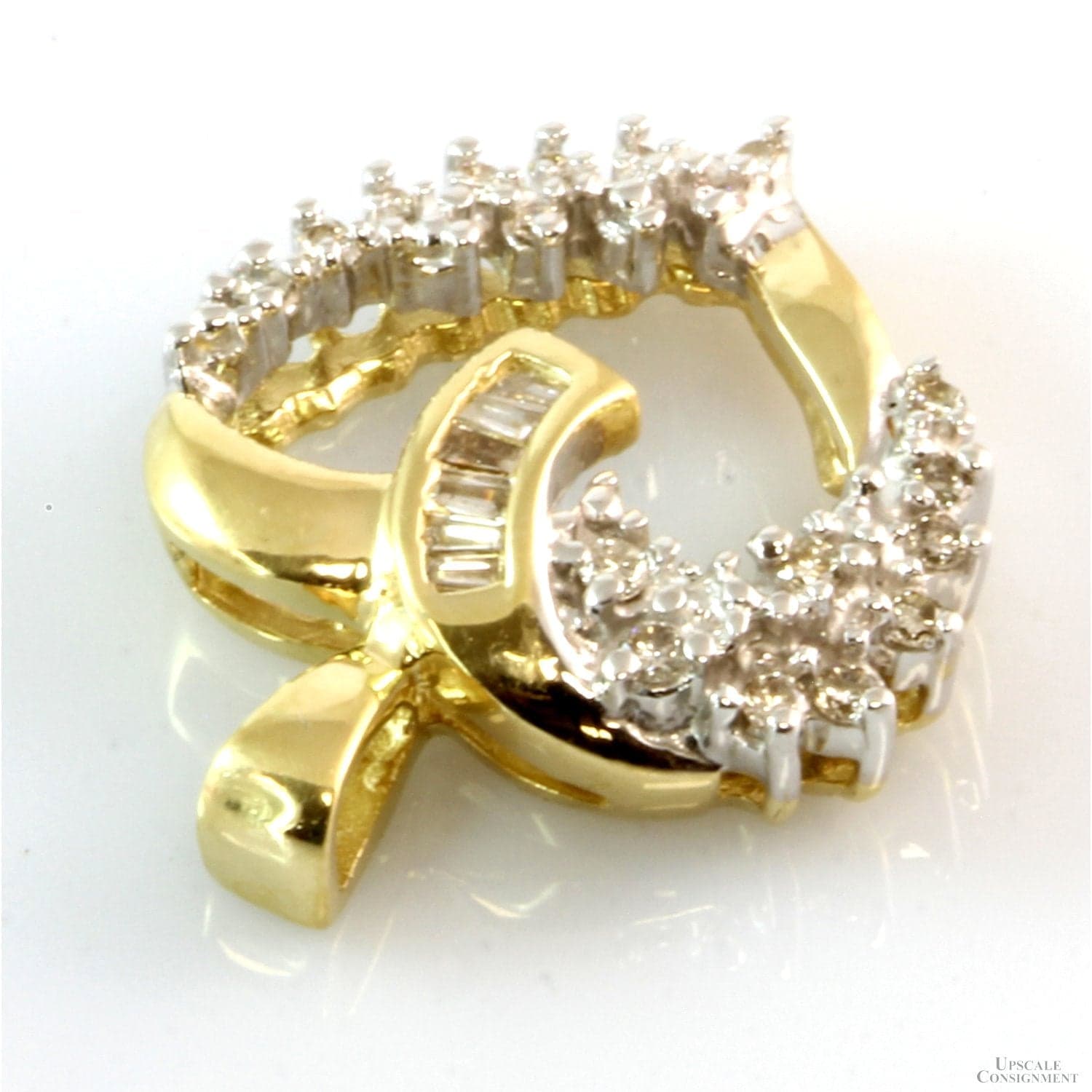 .26ctw Diamond 14K Yellow Gold Heart Shape Pendant - .875"(l) - Thumbnail 2