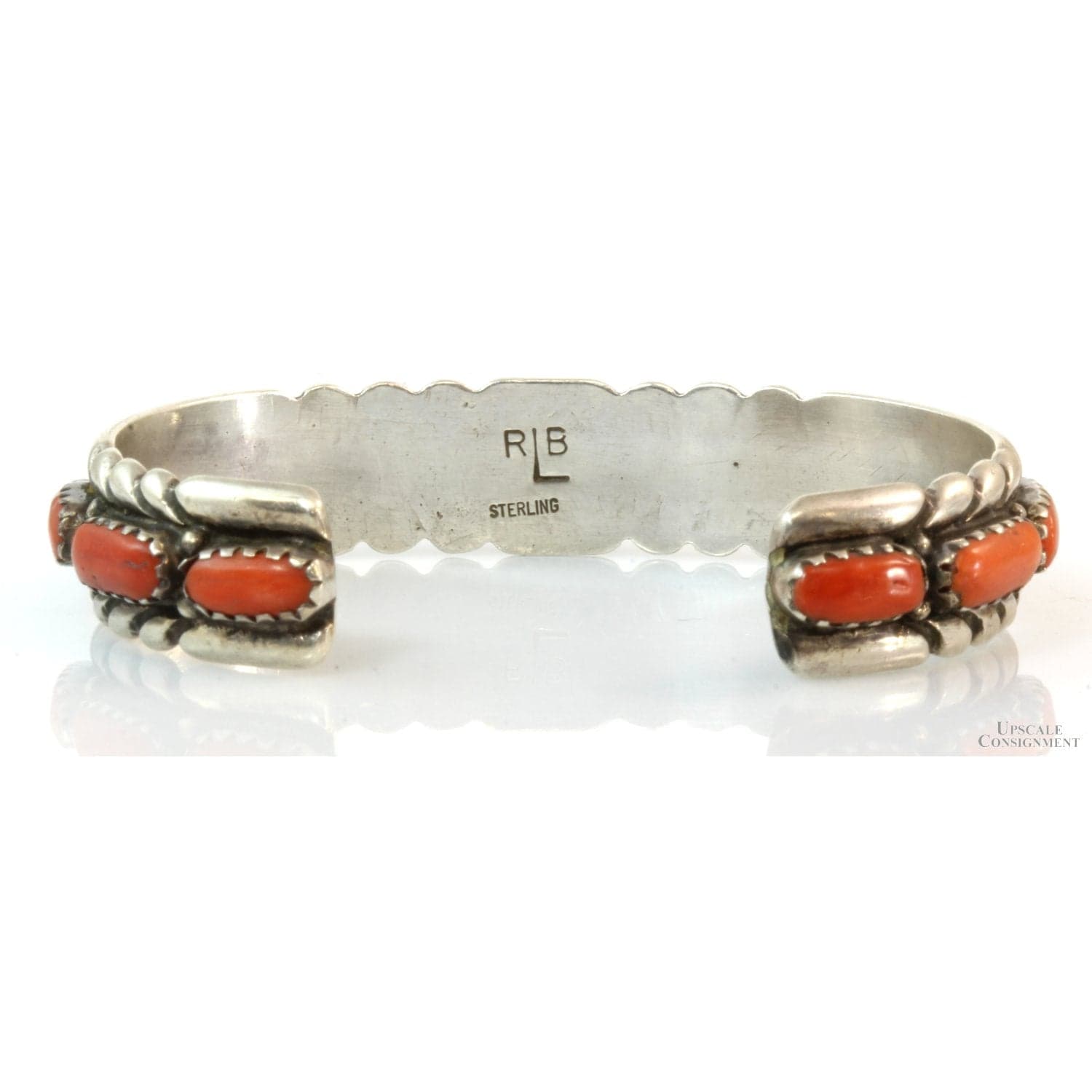 Red Coral Sterling Silver Cuff by Zuni Artisans R & B Leekya - Default Title / Size 6.5 - Thumbnail 4