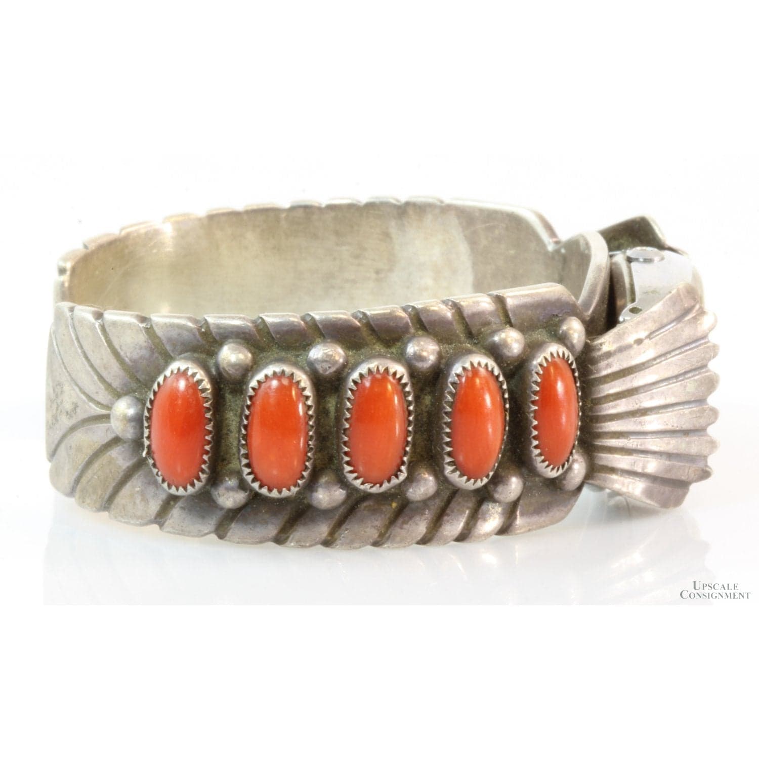 Coral Watch Cuff by Navajo Silversmith Tim Kee Whitman - Default Title / Size 6 - Thumbnail 2