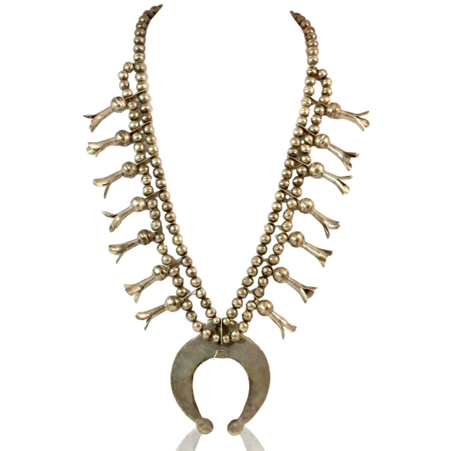 Navajo Sterling Silver Squash Blossom Necklace, Circa 1950s - Default Title / 26 in - Thumbnail 3