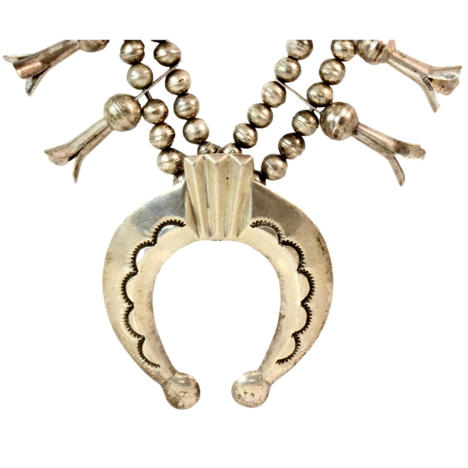 Navajo Sterling Silver Squash Blossom Necklace, Circa 1950s - Default Title / 26 in - Image 1