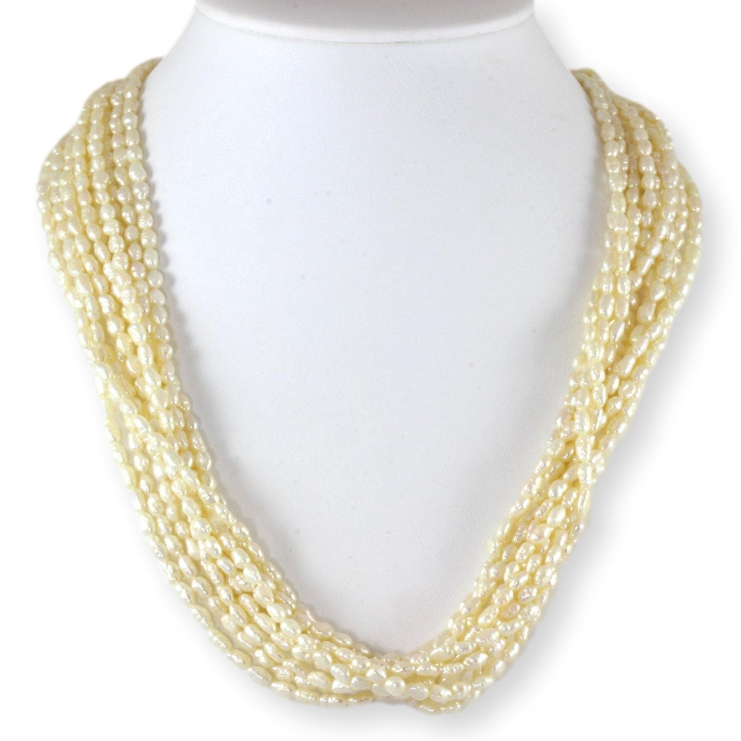 Semi-Baroque Freshwater Pearl 10 Strand Necklace 14K Clasp - 20 in - Image 1