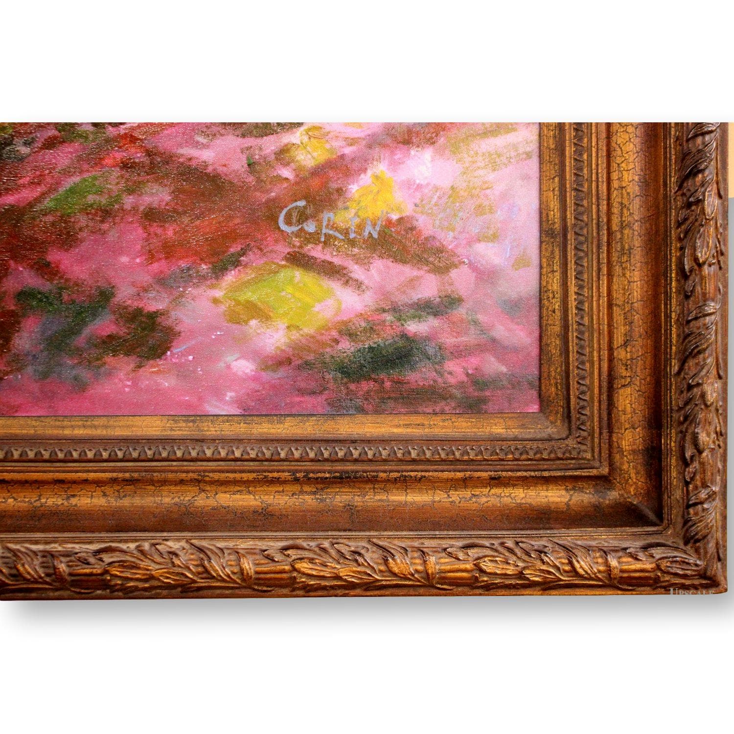 85'' x 58'' Framed Oil on Canvas "Autumn Bridge" - Thumbnail 3