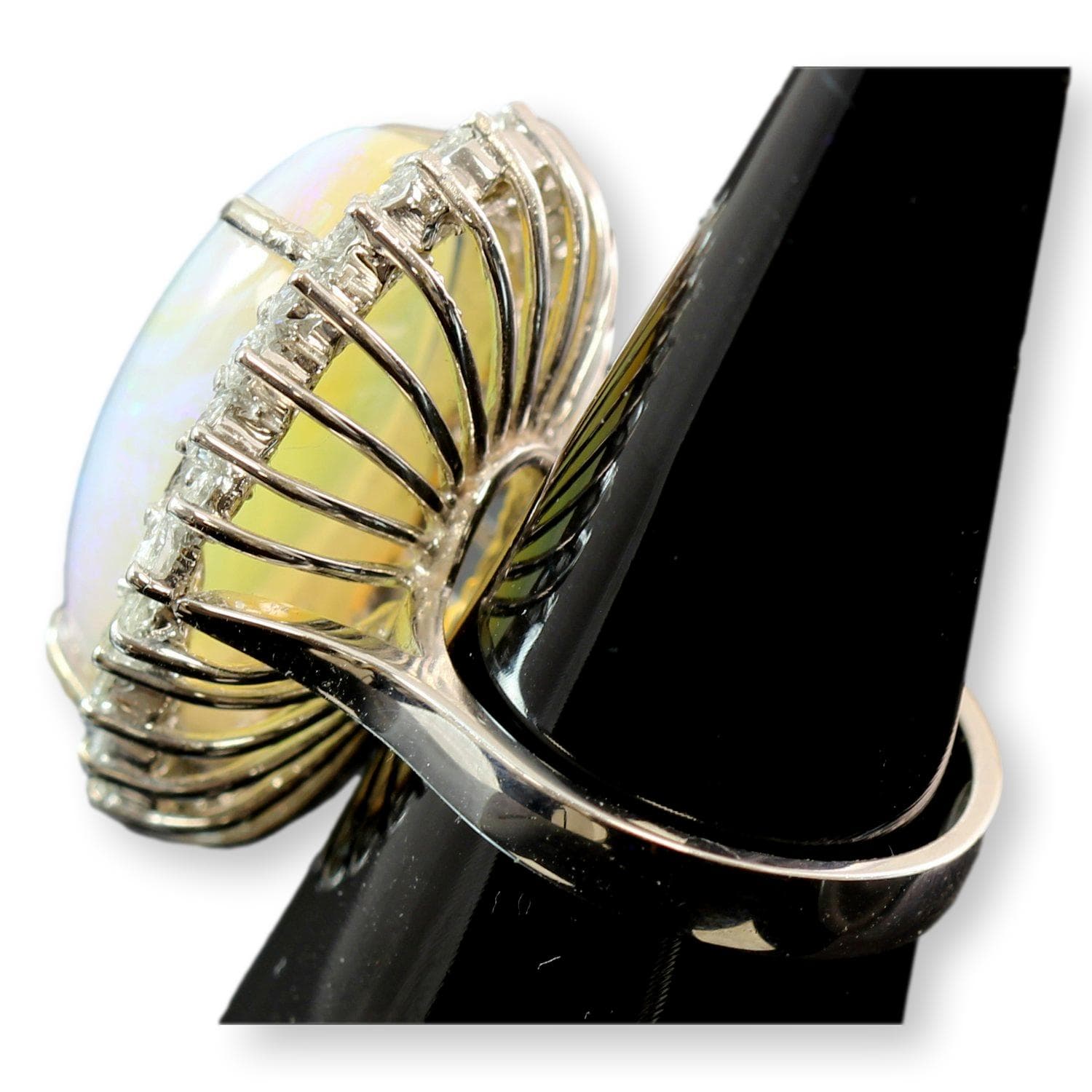 12.59ct Australian Crystal Opal 1.62ctw Diamond 14K Gold Ring - Size 7.25 - Thumbnail 3