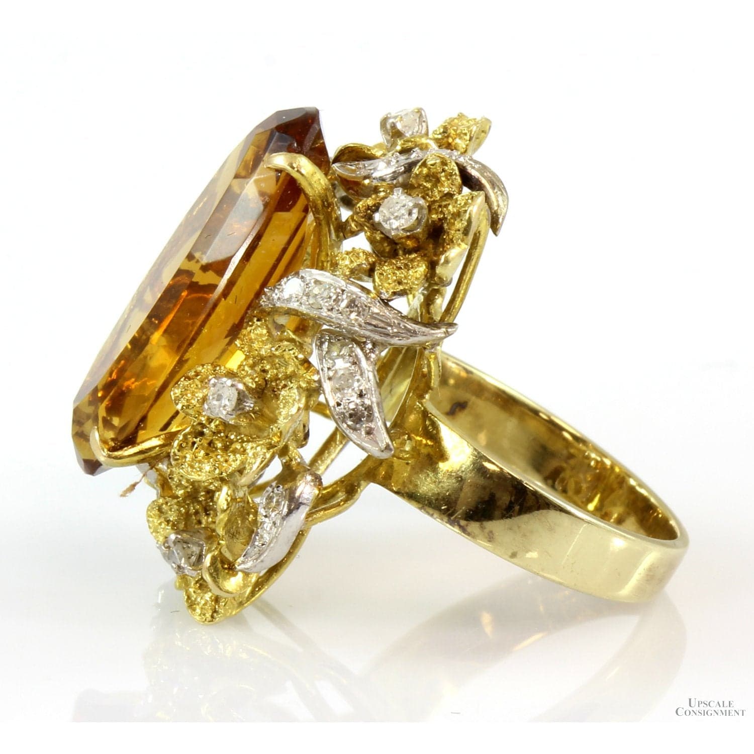 7.62ct Madeira Citrine & .32ctw Diamond 14K Yellow Gold Ring - Size 5.25 - Thumbnail 5