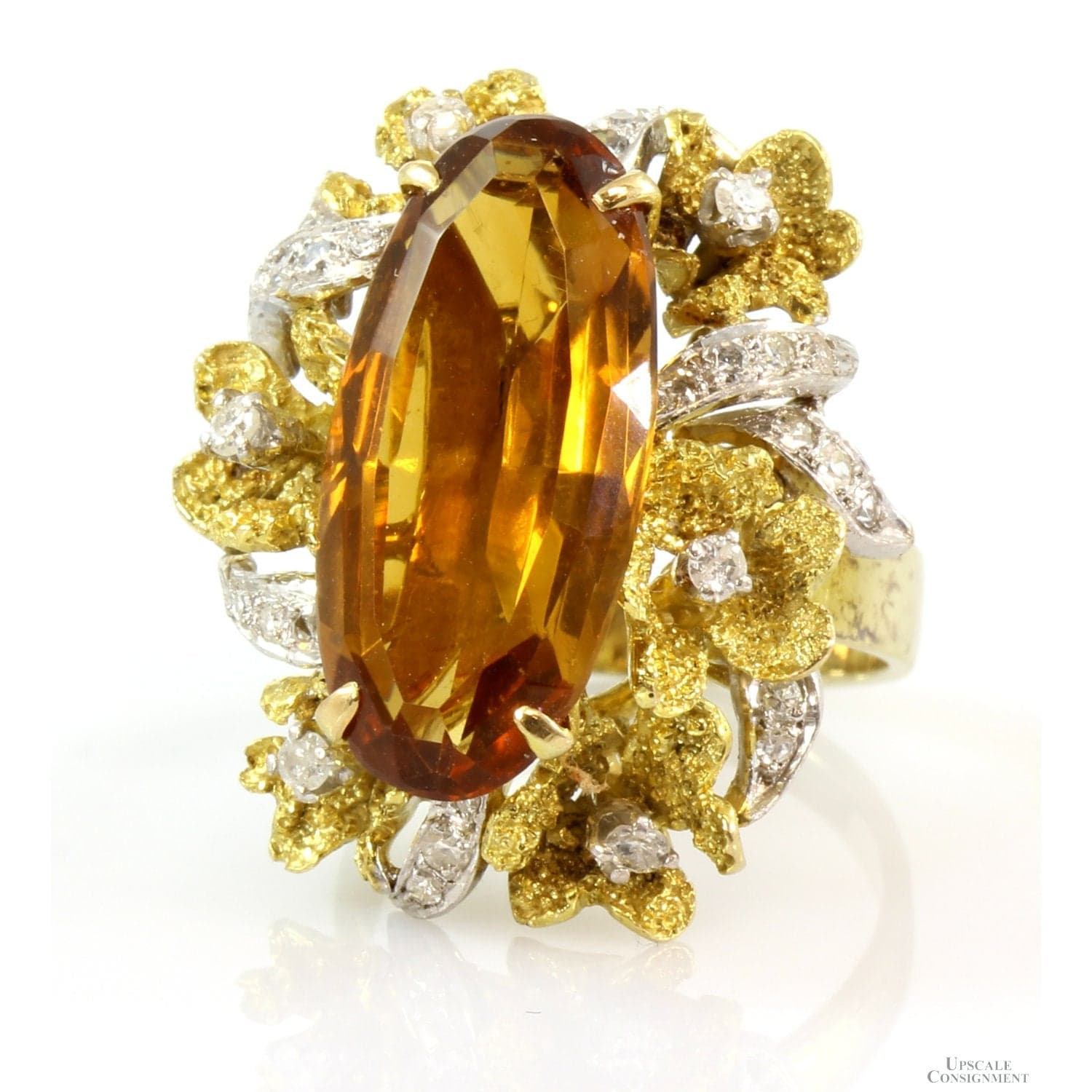 7.62ct Madeira Citrine & .32ctw Diamond 14K Yellow Gold Ring - Size 5.25 - Thumbnail 2
