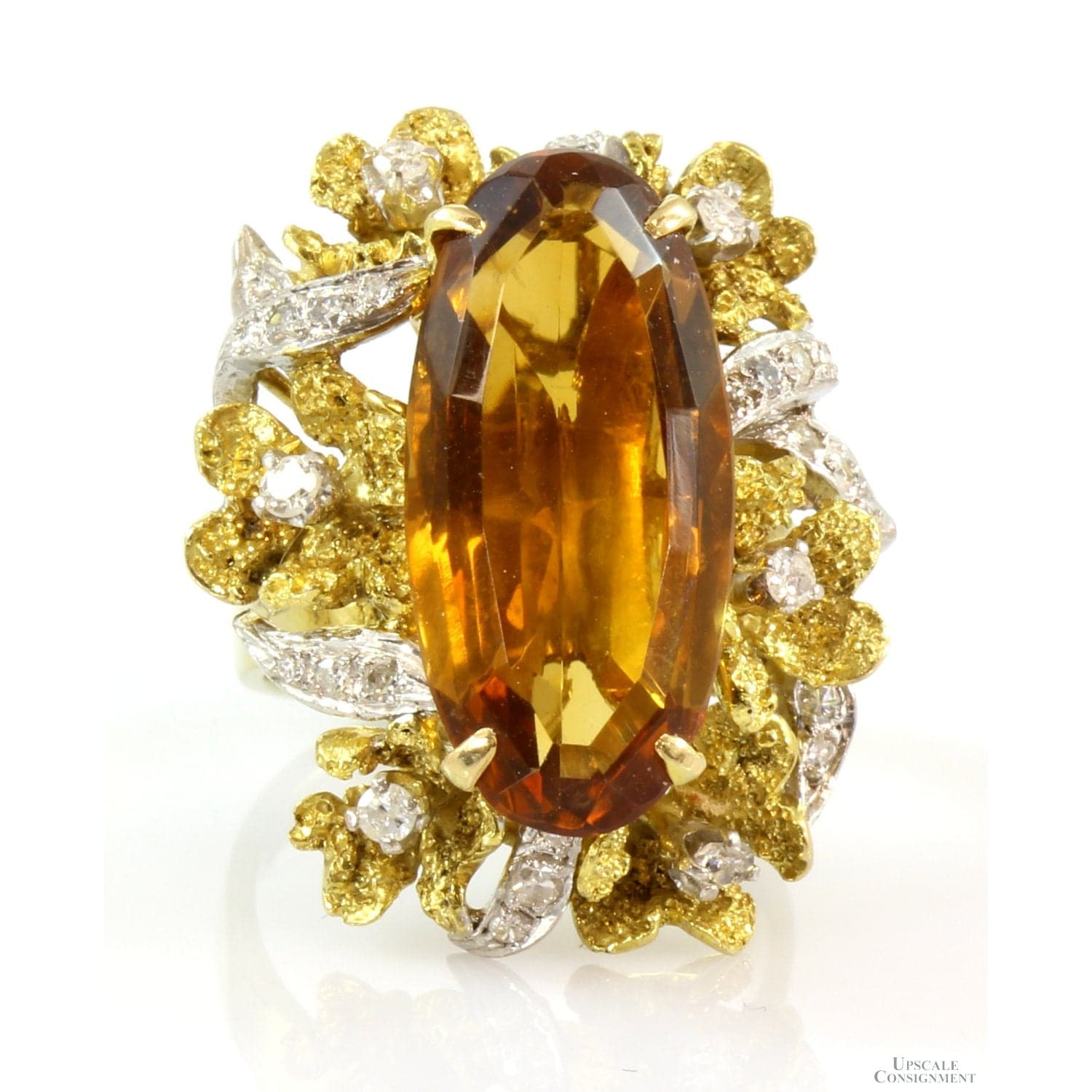 7.62ct Madeira Citrine & .32ctw Diamond 14K Yellow Gold Ring - Size 5.25 - Image 1