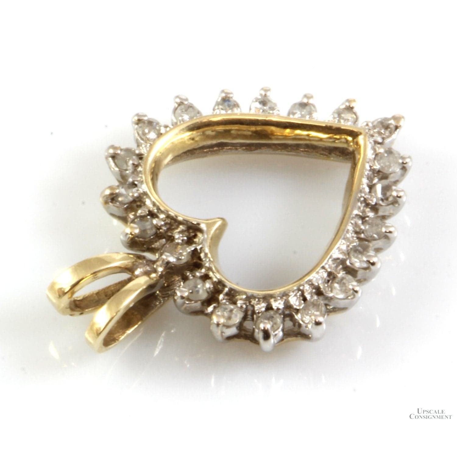 .2ctw Diamond 10K Yellow Gold Open Heart Pendant - Thumbnail 2