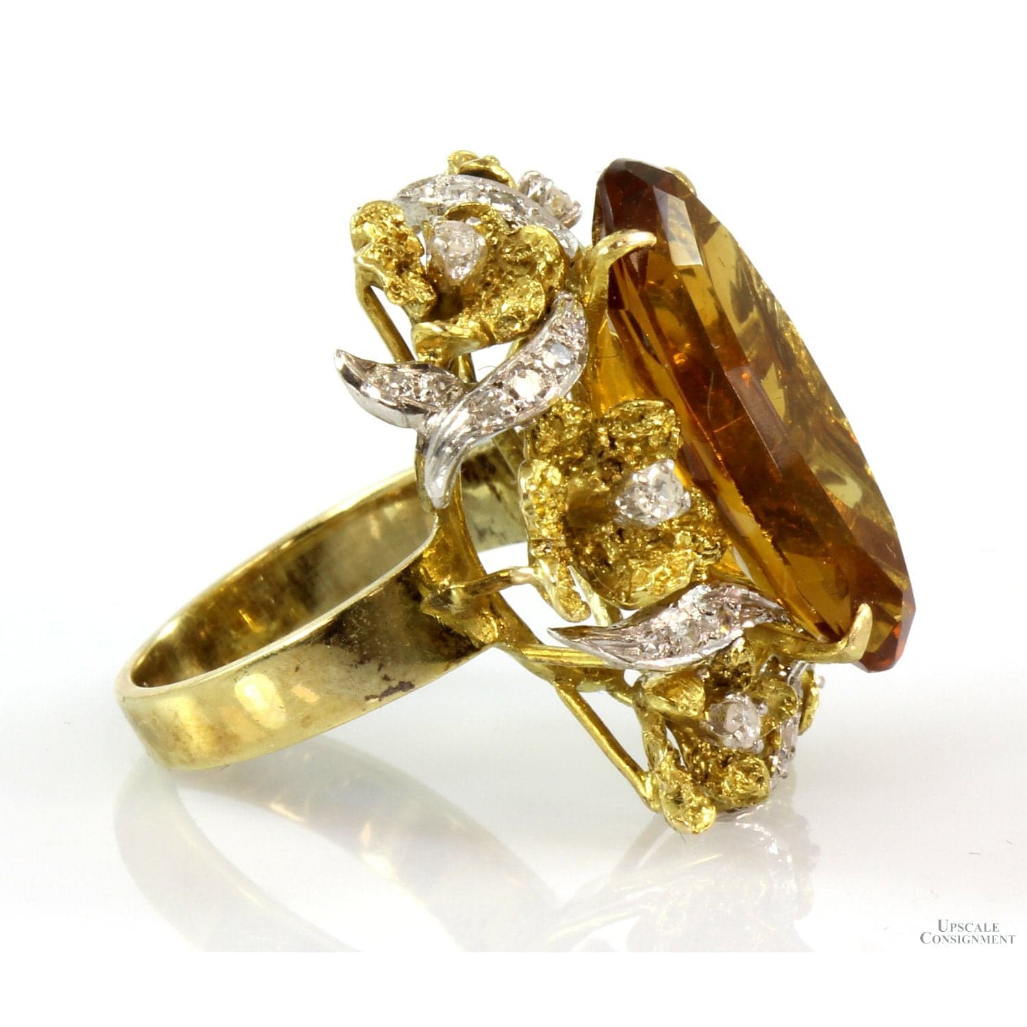 7.62ct Madeira Citrine & .32ctw Diamond 14K Yellow Gold Ring - Size 5.25 - Thumbnail 4