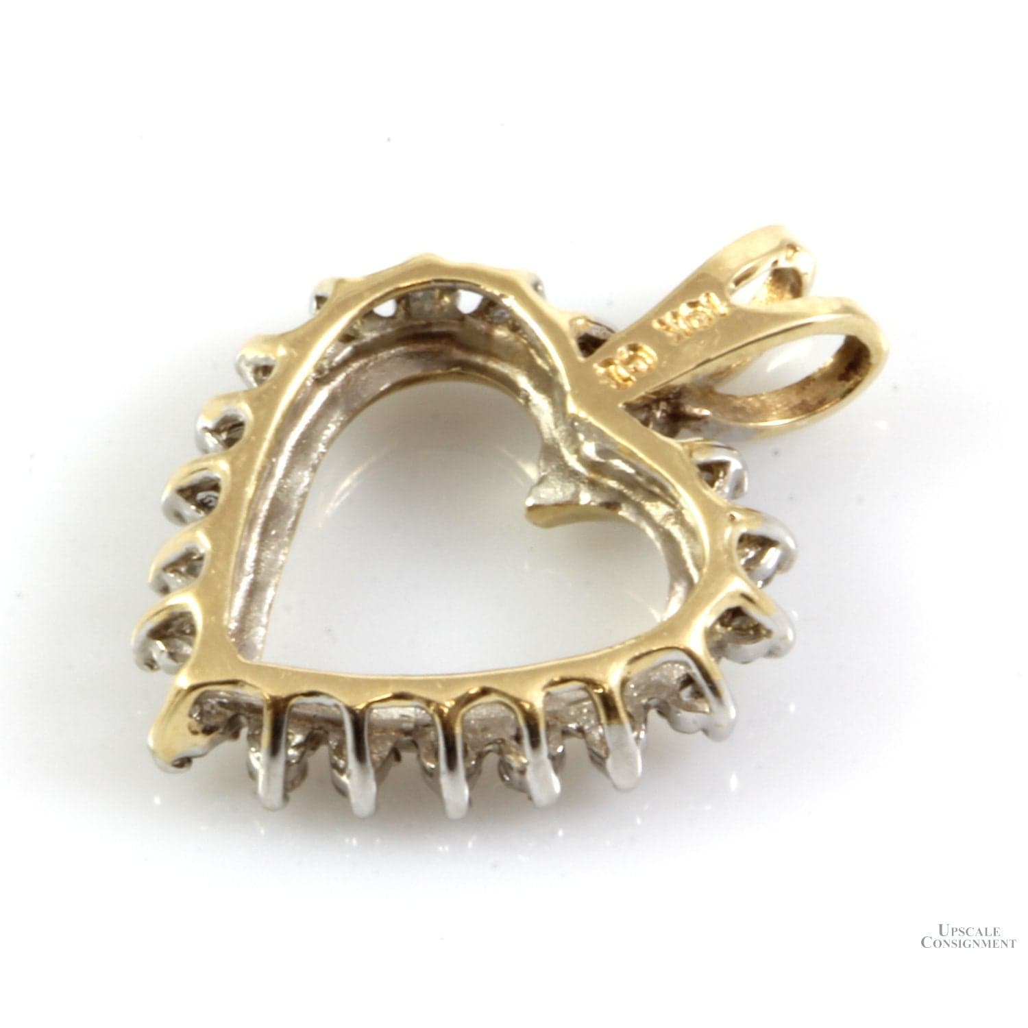 .2ctw Diamond 10K Yellow Gold Open Heart Pendant - Thumbnail 3