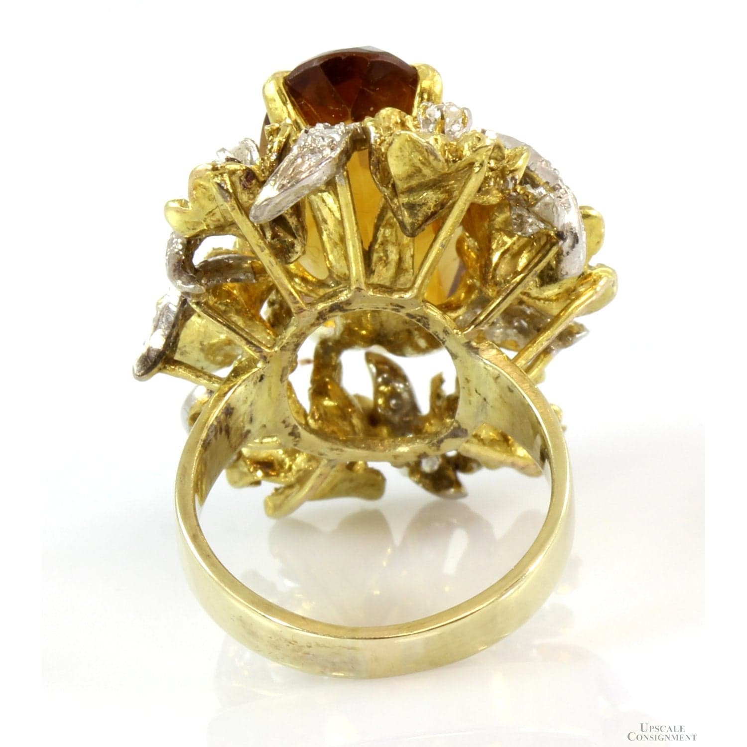 7.62ct Madeira Citrine & .32ctw Diamond 14K Yellow Gold Ring - Size 5.25 - Thumbnail 6