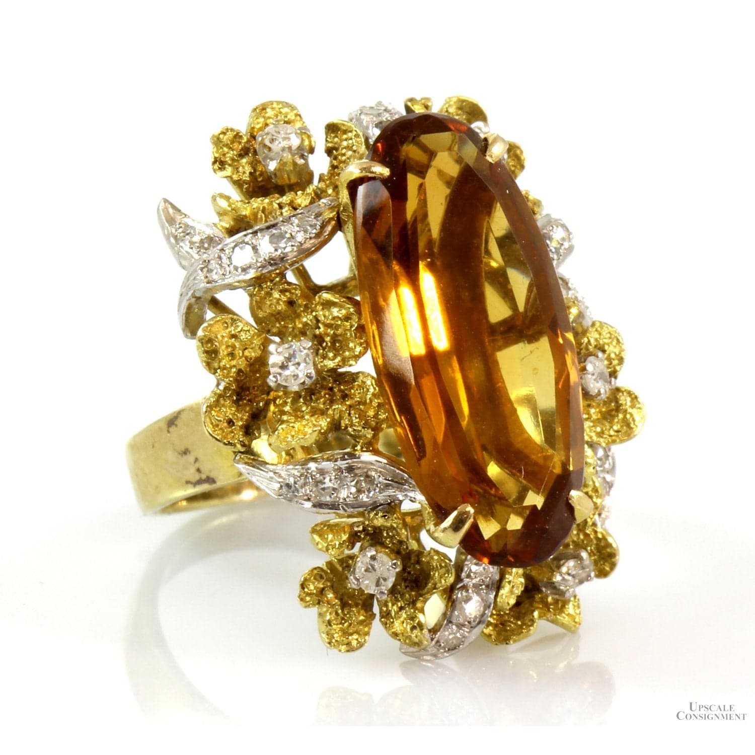 7.62ct Madeira Citrine & .32ctw Diamond 14K Yellow Gold Ring - Size 5.25 - Thumbnail 3