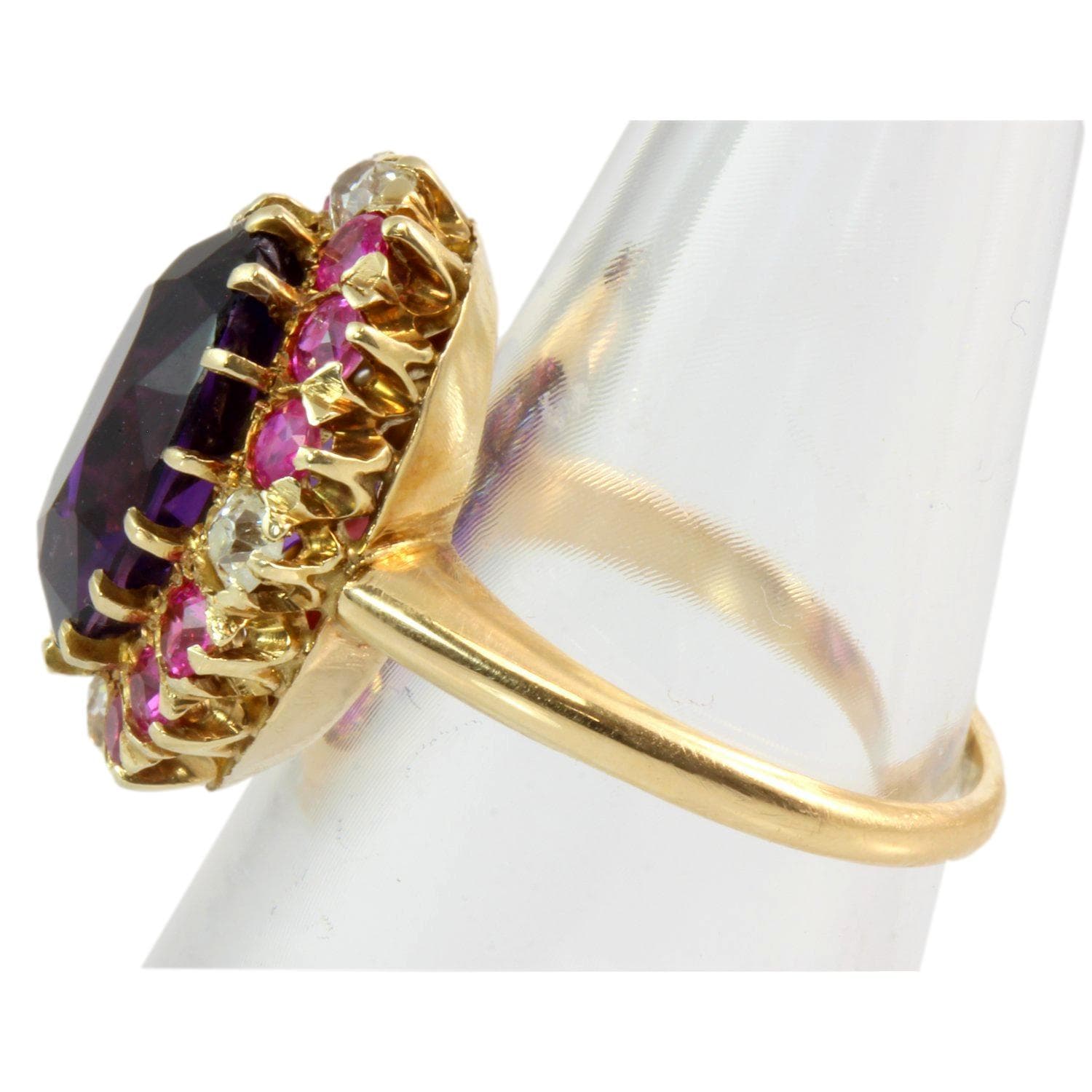 6.59ct Amethyst,1.68ctw Ruby, .50ctw Diamond 14K Gold Ring - Size 8.5 - Thumbnail 2