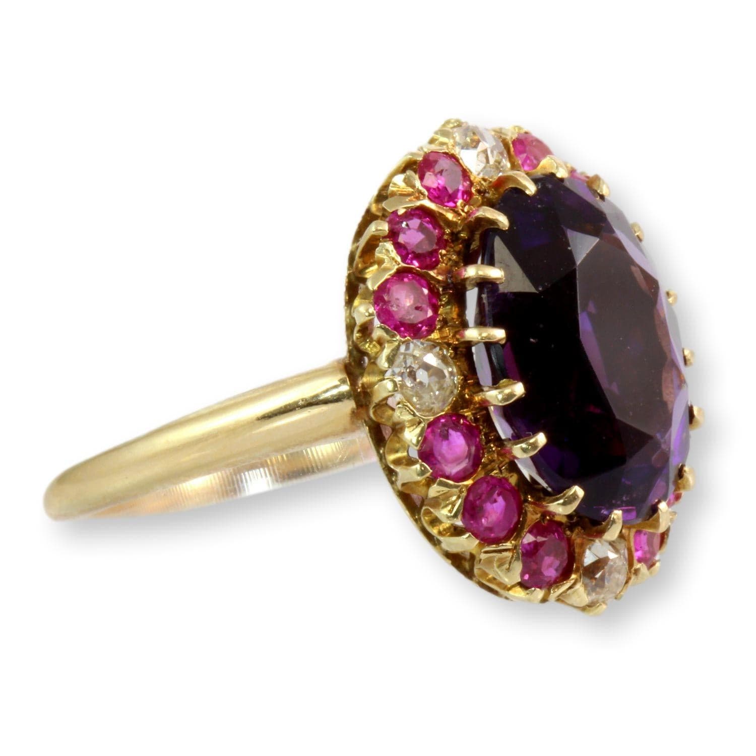 6.59ct Amethyst,1.68ctw Ruby, .50ctw Diamond 14K Gold Ring - Size 8.5 - Image 1