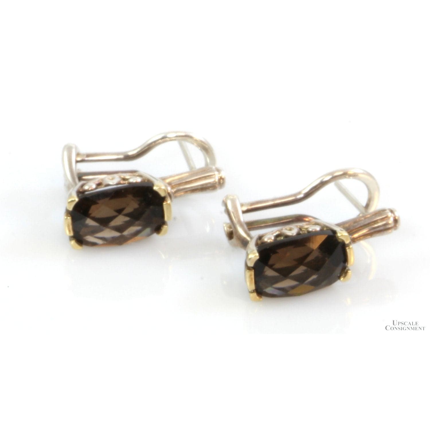 970 Fine Silver 18K Gold Smoky Quartz Pendant & Earring Set - Thumbnail 2