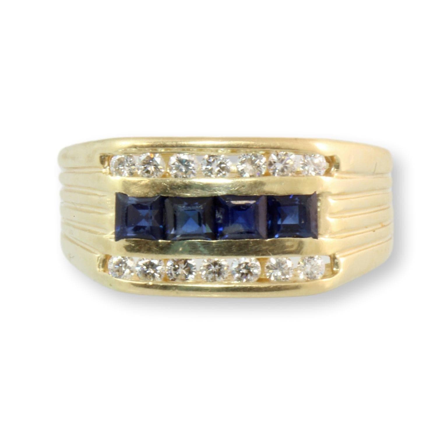 14K Gold 1.00ctw Blue Sapphire .41ctw Diamond Men's Ring - Size 10 - Image 1