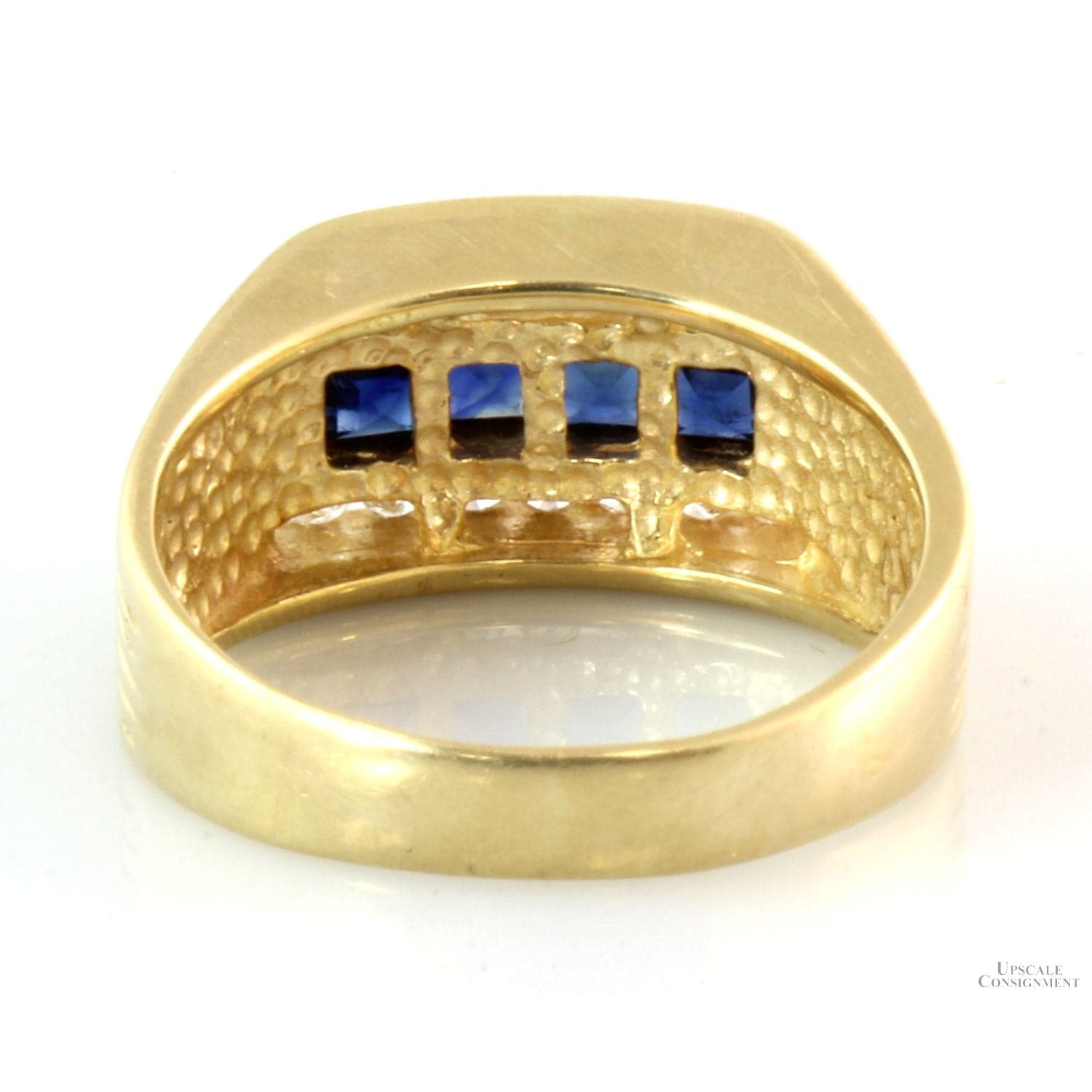 14K Gold 1.00ctw Blue Sapphire .41ctw Diamond Men's Ring - Size 10 - Thumbnail 4