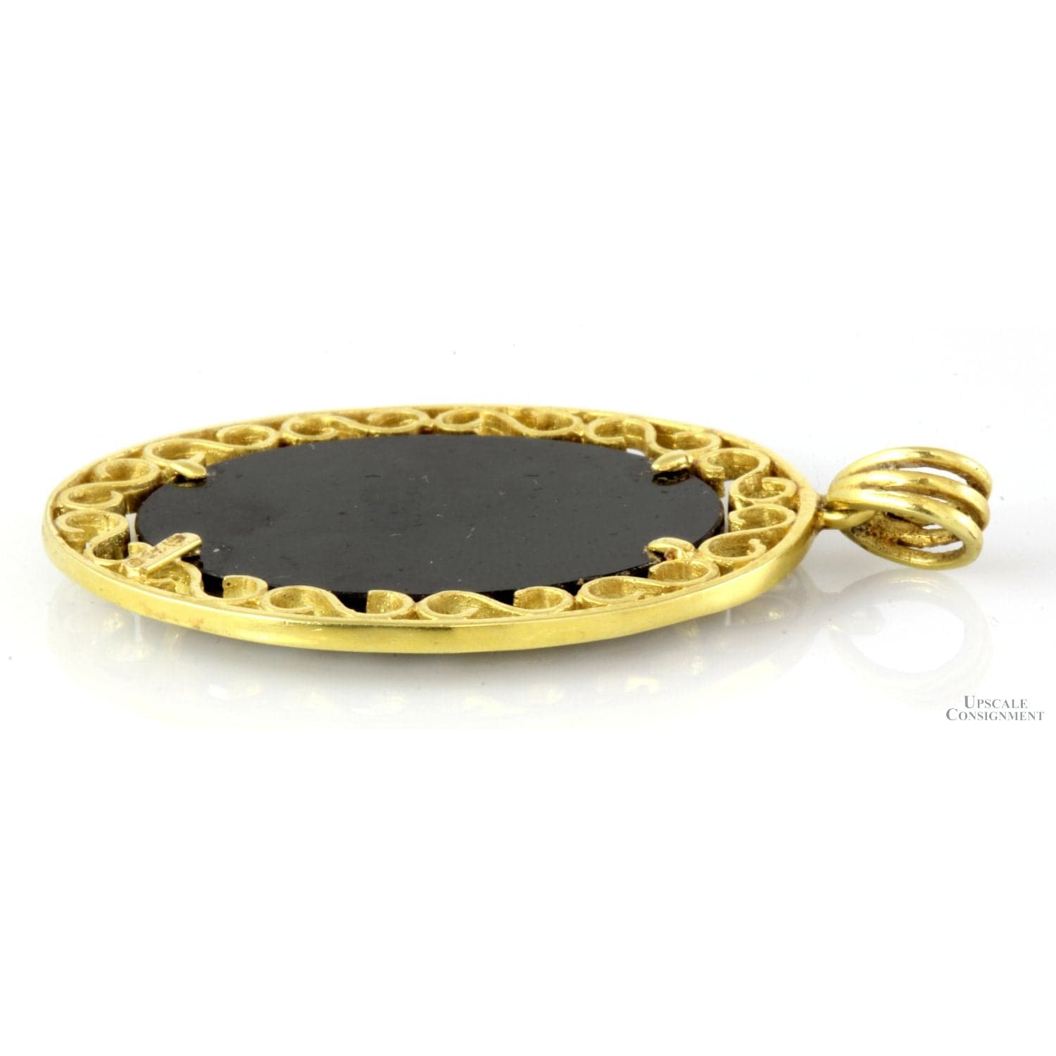 Australian Black Opal Mosaic 18K Gold Doublet Pendant - 2" x 1.5" - Thumbnail 4