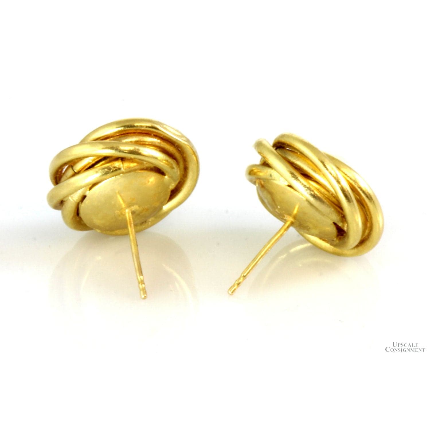 7mm Cultured Mabe Pearl 14K Gold Love Knot Earrings - .60" Diameter - Thumbnail 2