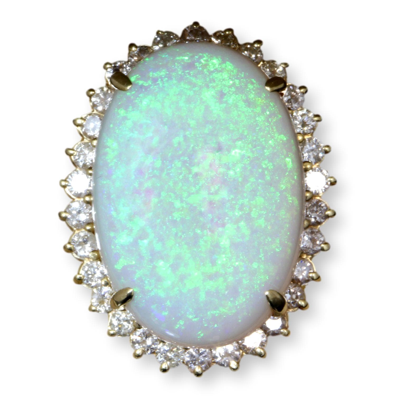 16.15ct Australian White Opal 1.71ctw Diamond 14K Gold Ring - Size 6 - Image 1