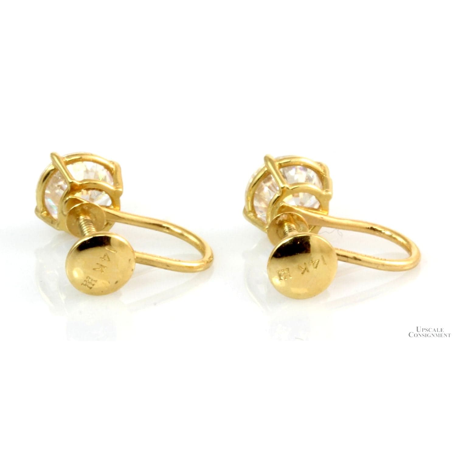 3.75ctw 6.00mm Cubic Zirconia 14K Yellow Gold Earrings - Thumbnail 3