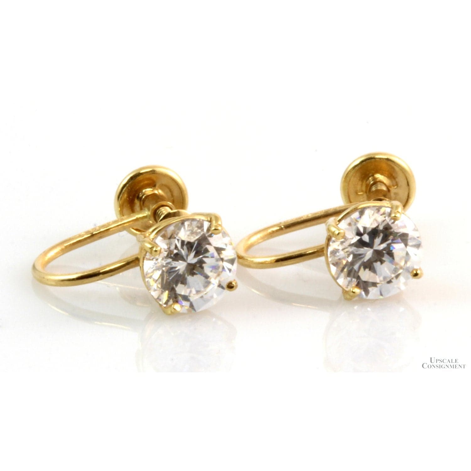 3.75ctw 6.00mm Cubic Zirconia 14K Yellow Gold Earrings - Image 1