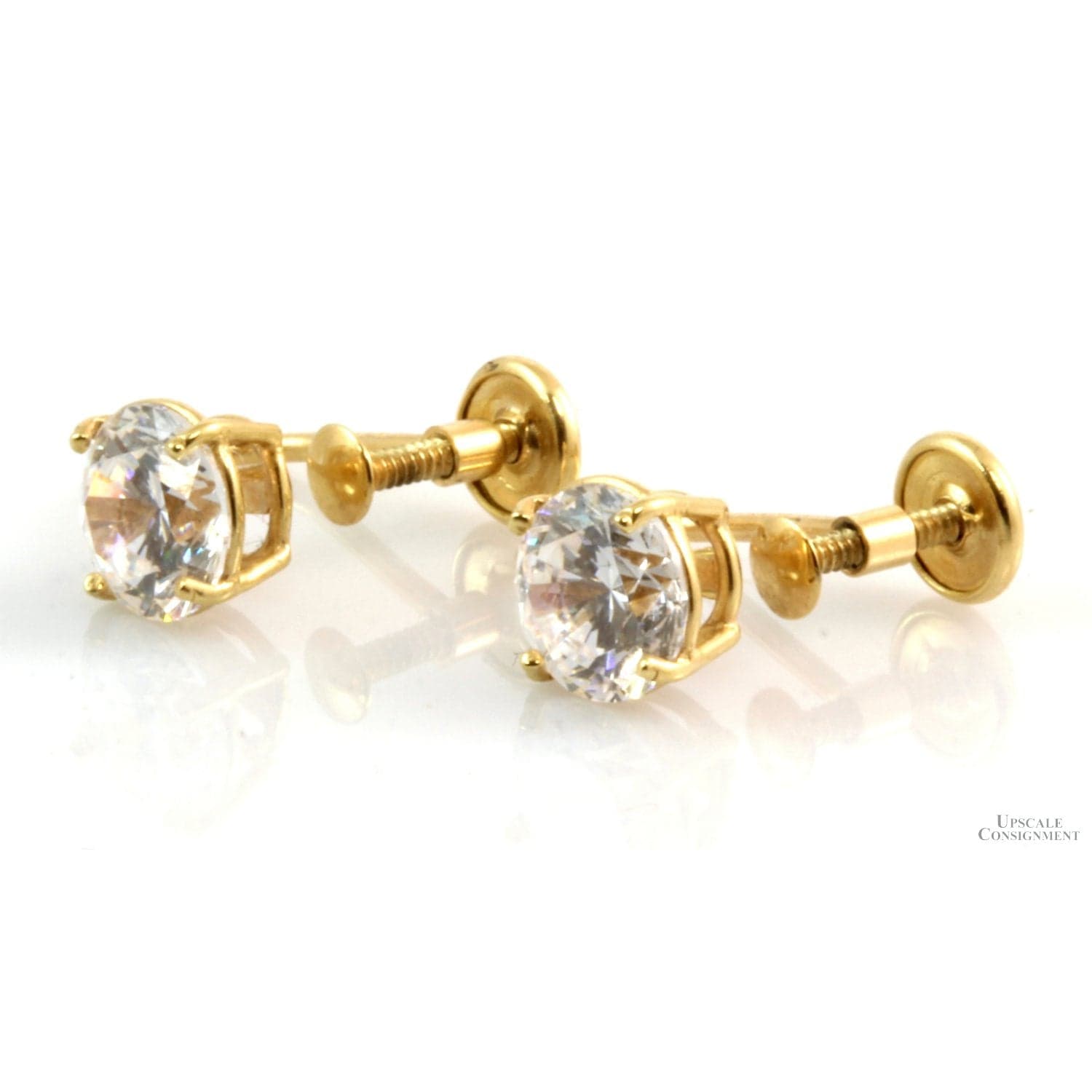 3.75ctw 6.00mm Cubic Zirconia 14K Yellow Gold Earrings - Thumbnail 2