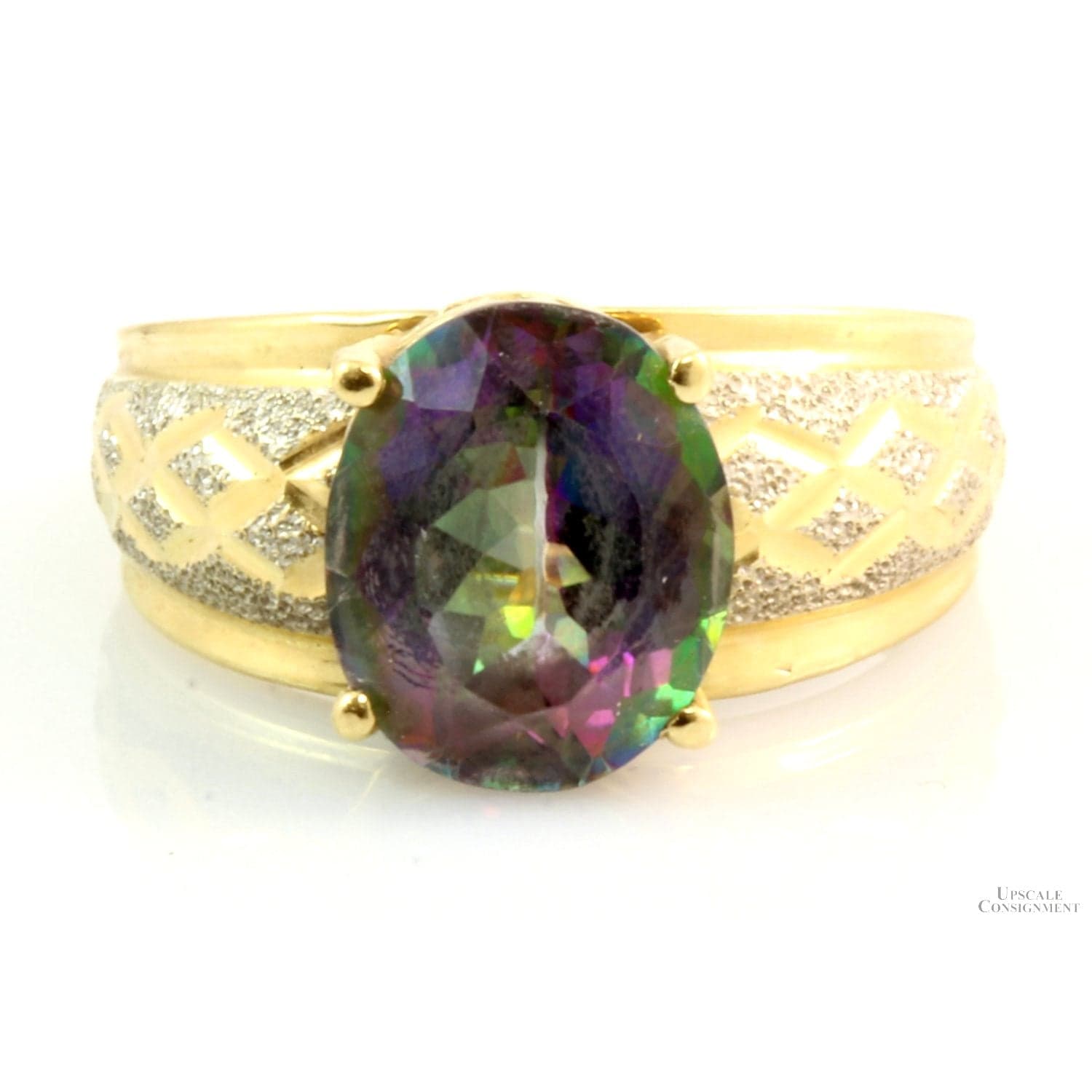 6.00ct 10x12mm Mystic Topaz 14K Yellow Gold Ring - Size 9 - Image 1