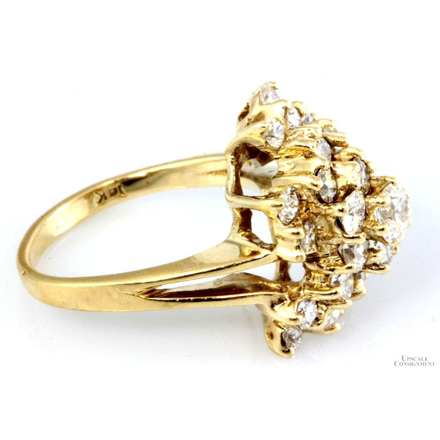 2.00ctw Diamond 14K Gold Tiered Waterfall Cluster Ring - Size 5.5 - Thumbnail 3