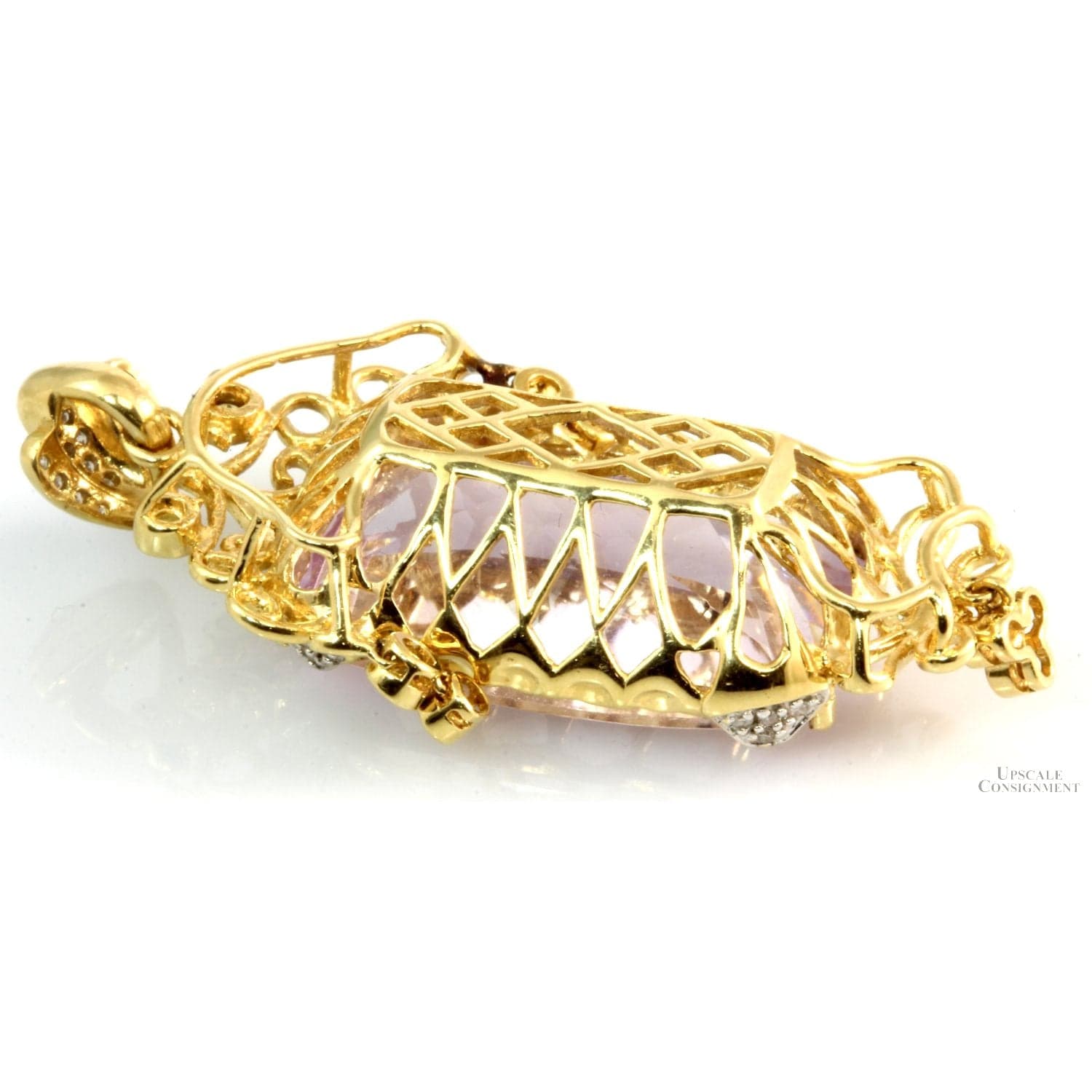 14K Gold 23.77ct Amethyst Citrine Diamond Articulated Pendant - 2" x 1" - Thumbnail 3