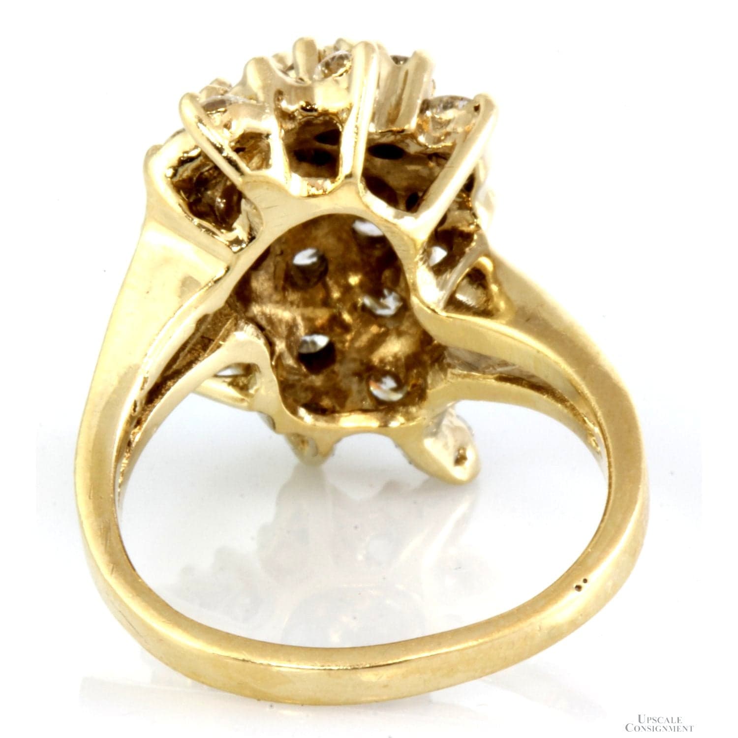 2.00ctw Diamond 14K Gold Tiered Waterfall Cluster Ring - Size 5.5 - Thumbnail 4