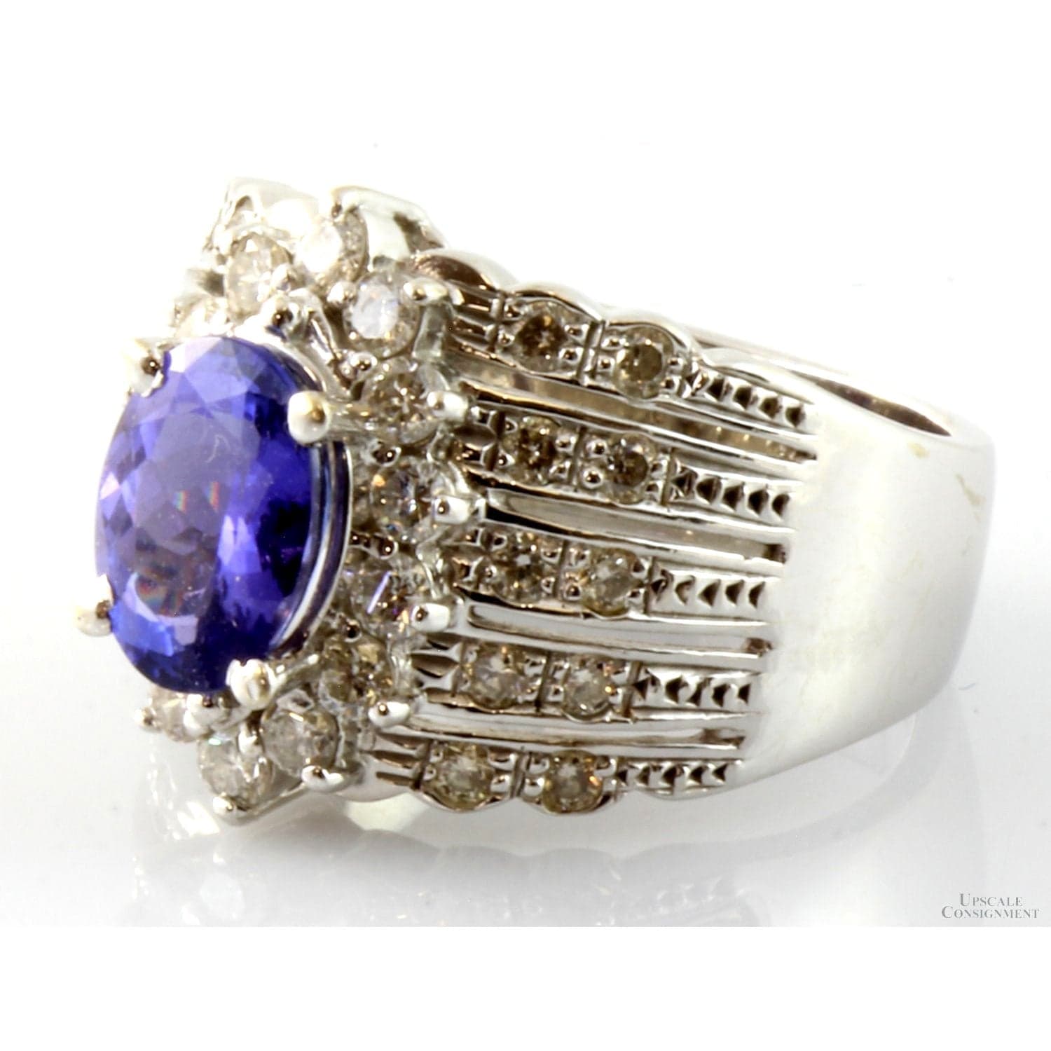 LeVian 2.25ct Tanzanite 1.18ctw Diamond 18K White Gold Ring - Size 7 - Thumbnail 2