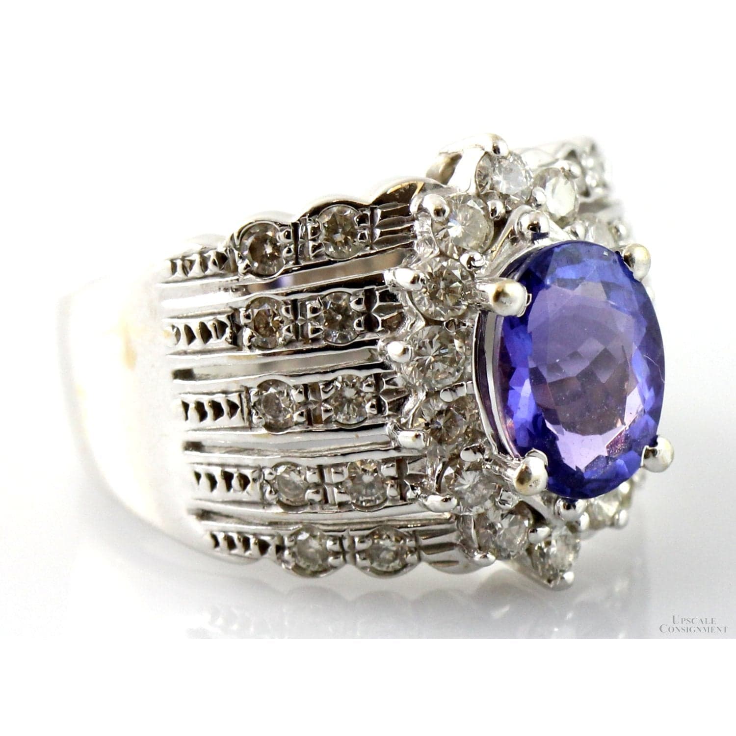 LeVian 2.25ct Tanzanite 1.18ctw Diamond 18K White Gold Ring - Size 7 - Thumbnail 3