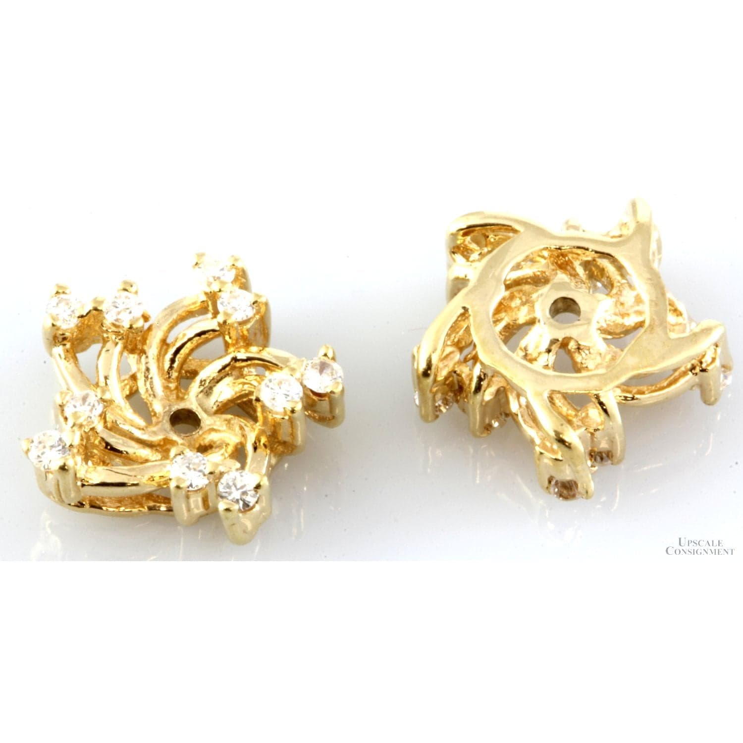.25ctw Diamond 14K Pinwheel Earring Enhancer Jackets - .5" - Thumbnail 2