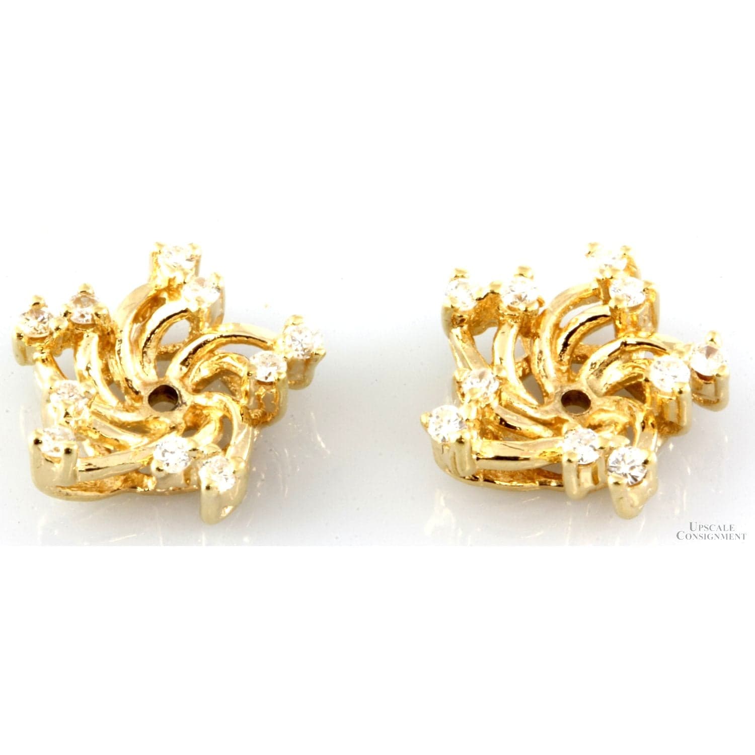 .25ctw Diamond 14K Pinwheel Earring Enhancer Jackets - .5" - Image 1