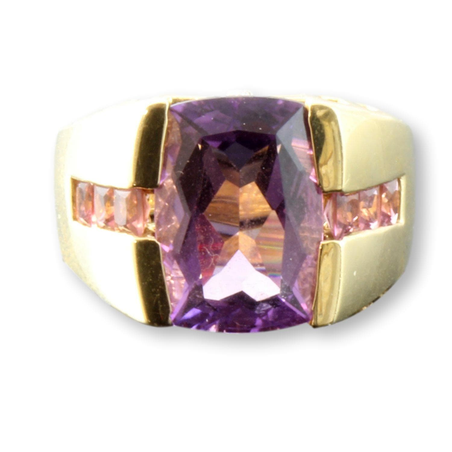 Amethyst & Pink Tourmaline Diamond 14K Gold Ring - 6.5-6.75 - Image 1