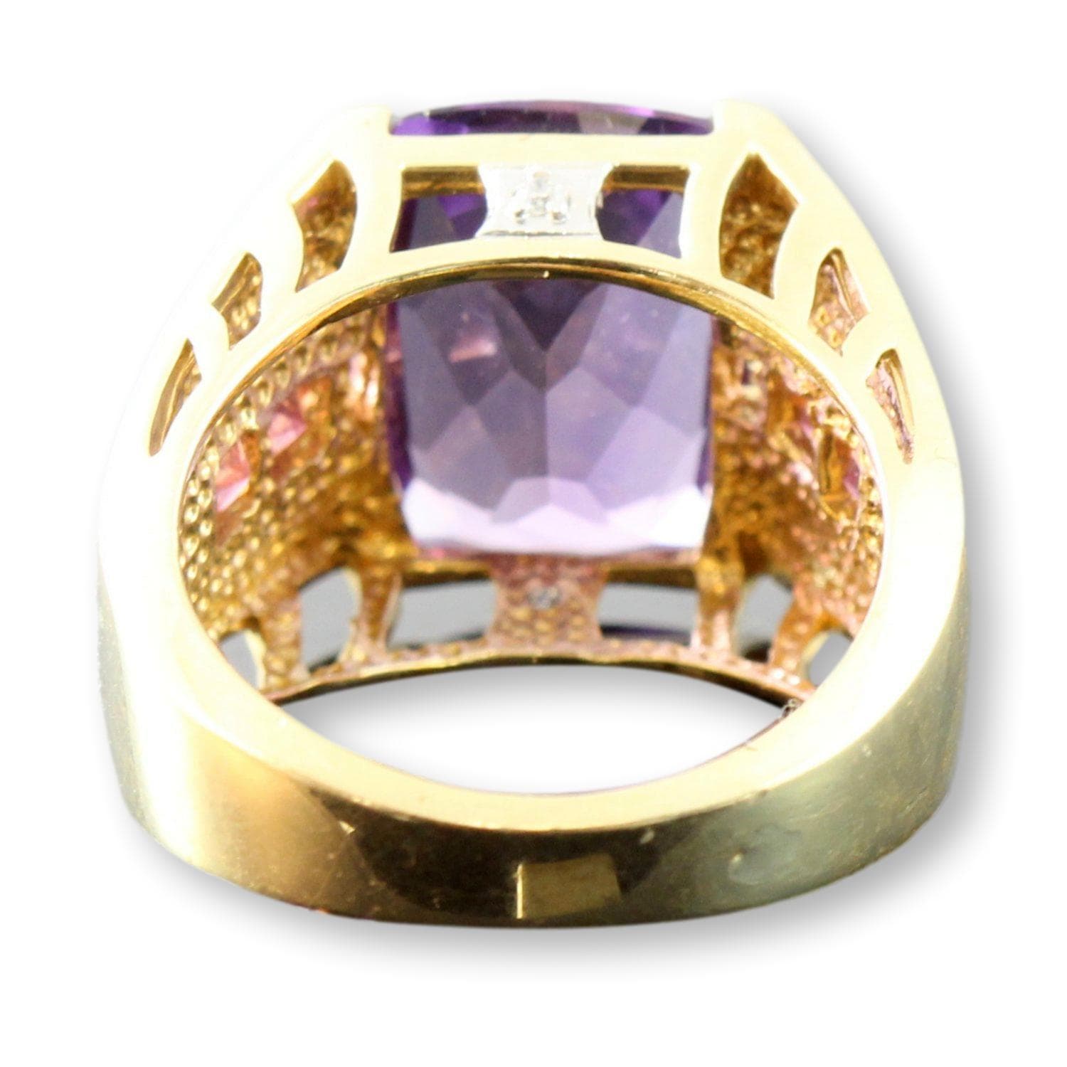 Amethyst & Pink Tourmaline Diamond 14K Gold Ring - 6.5-6.75 - Thumbnail 5