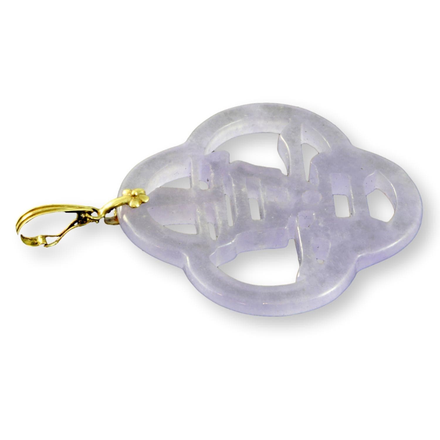 Lavender Jadeite Jade Enhancer Pendant in 14K Gold – Natural, Hand-Carved - Default Title / 2.25" - Thumbnail 2
