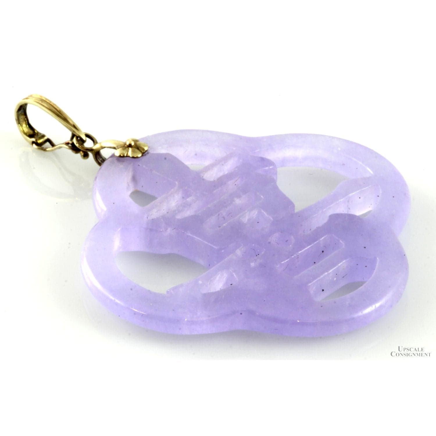 Lavender Jadeite Jade Enhancer Pendant in 14K Gold – Natural, Hand-Carved - Default Title / 2.25" - Image 1