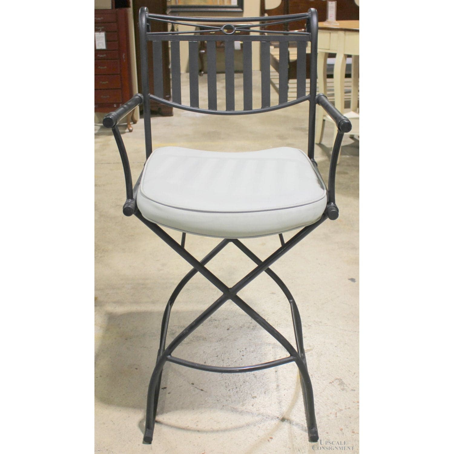 Pair of Wrought Iron Bar Stools - Black - Thumbnail 2