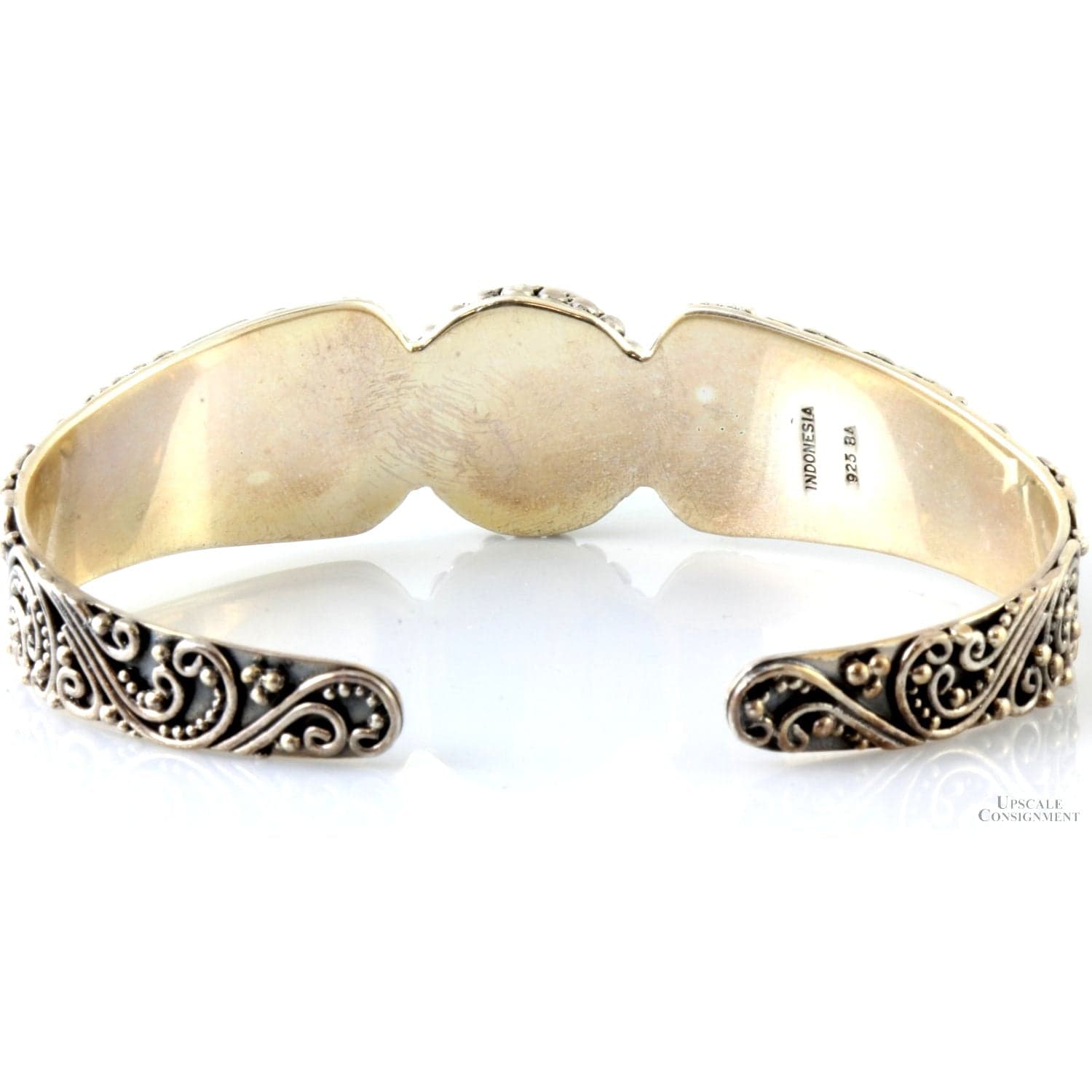 Suarti Blue-Green Chalcedony Sterling Silver Filigree Cuff Bracelet - 6.5 in. - Thumbnail 5