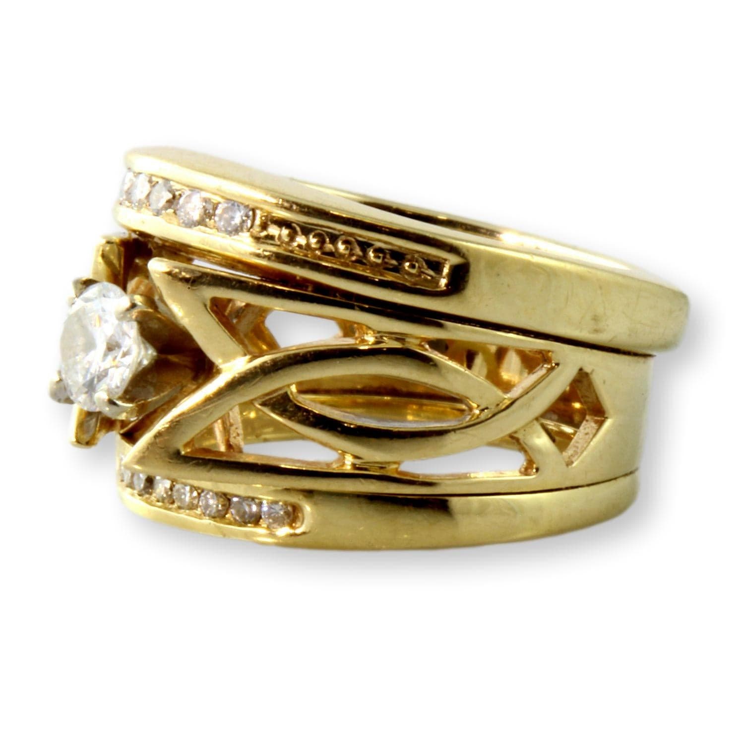 .51ctw Diamond 14K Gold Engagement Wedding Rings - Size 6 - Thumbnail 3